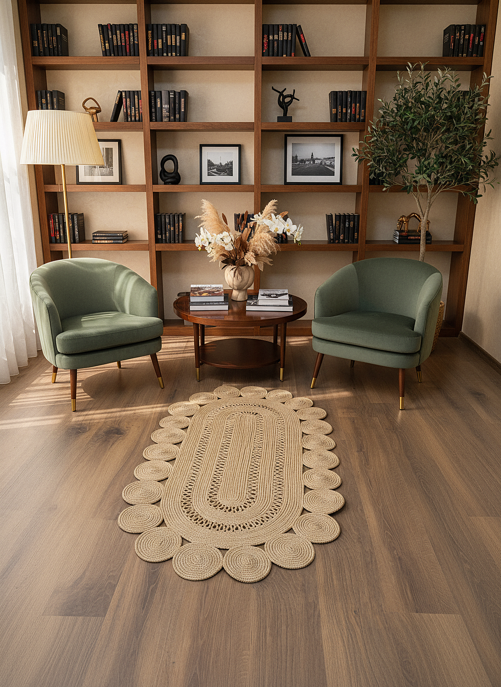 JÜT-C12 Elde Dokuma Doğal Jüt Hasır Halı