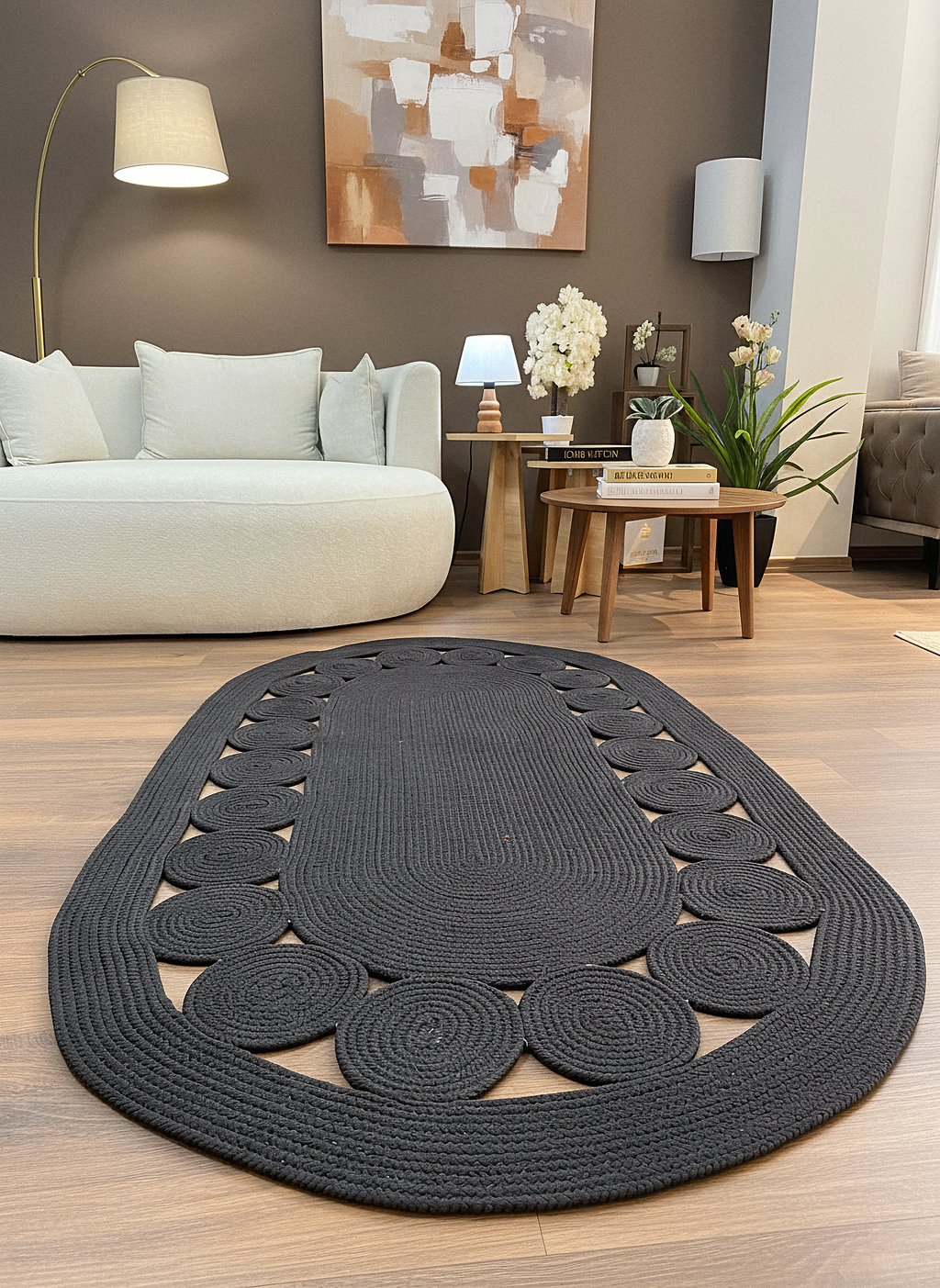 JÜT-RV455 Elde Dokuma Doğal Jüt Hasır Halı