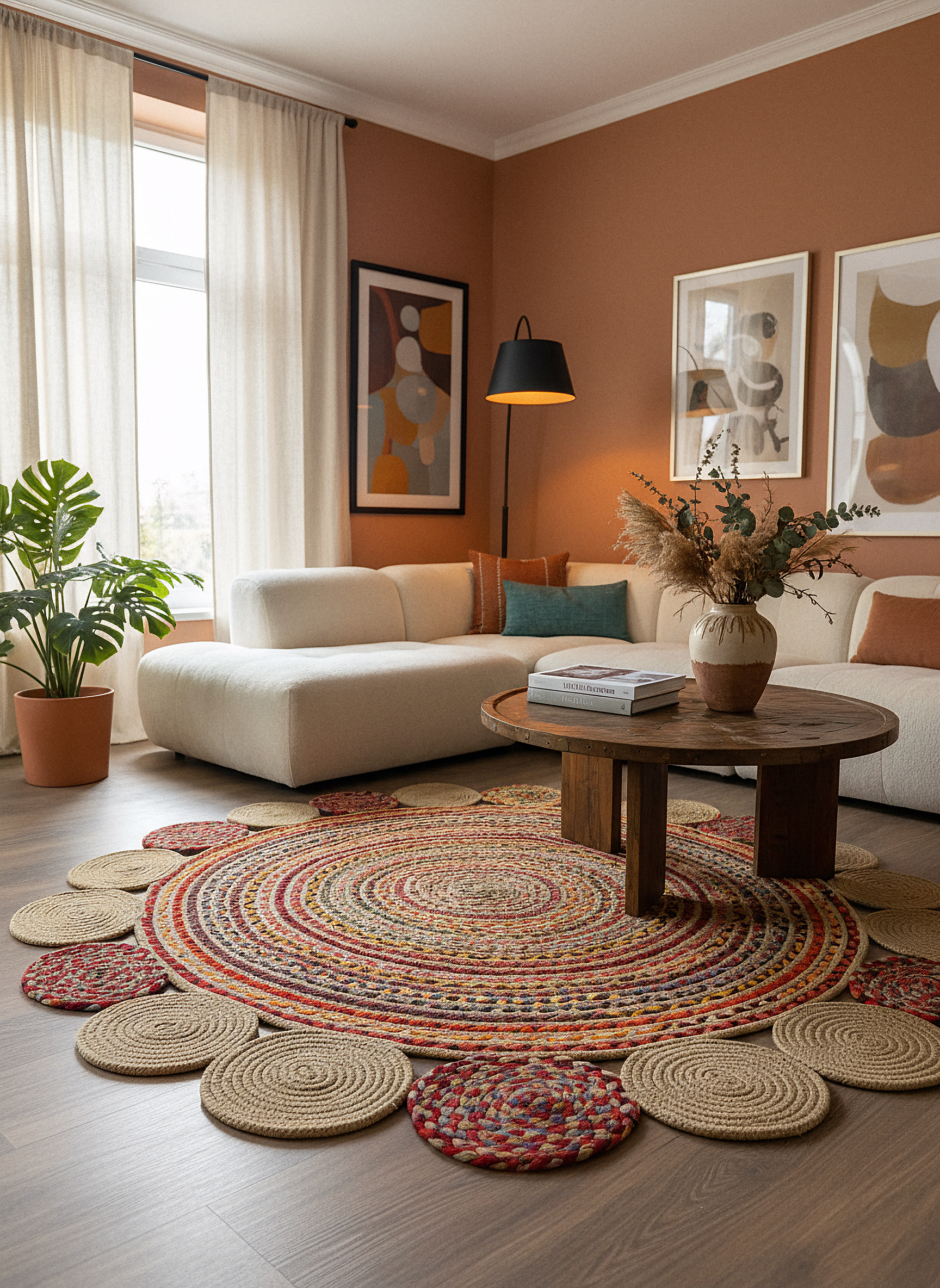 JÜT-RV438 Elde Dokuma Doğal Jüt Hasır Halı