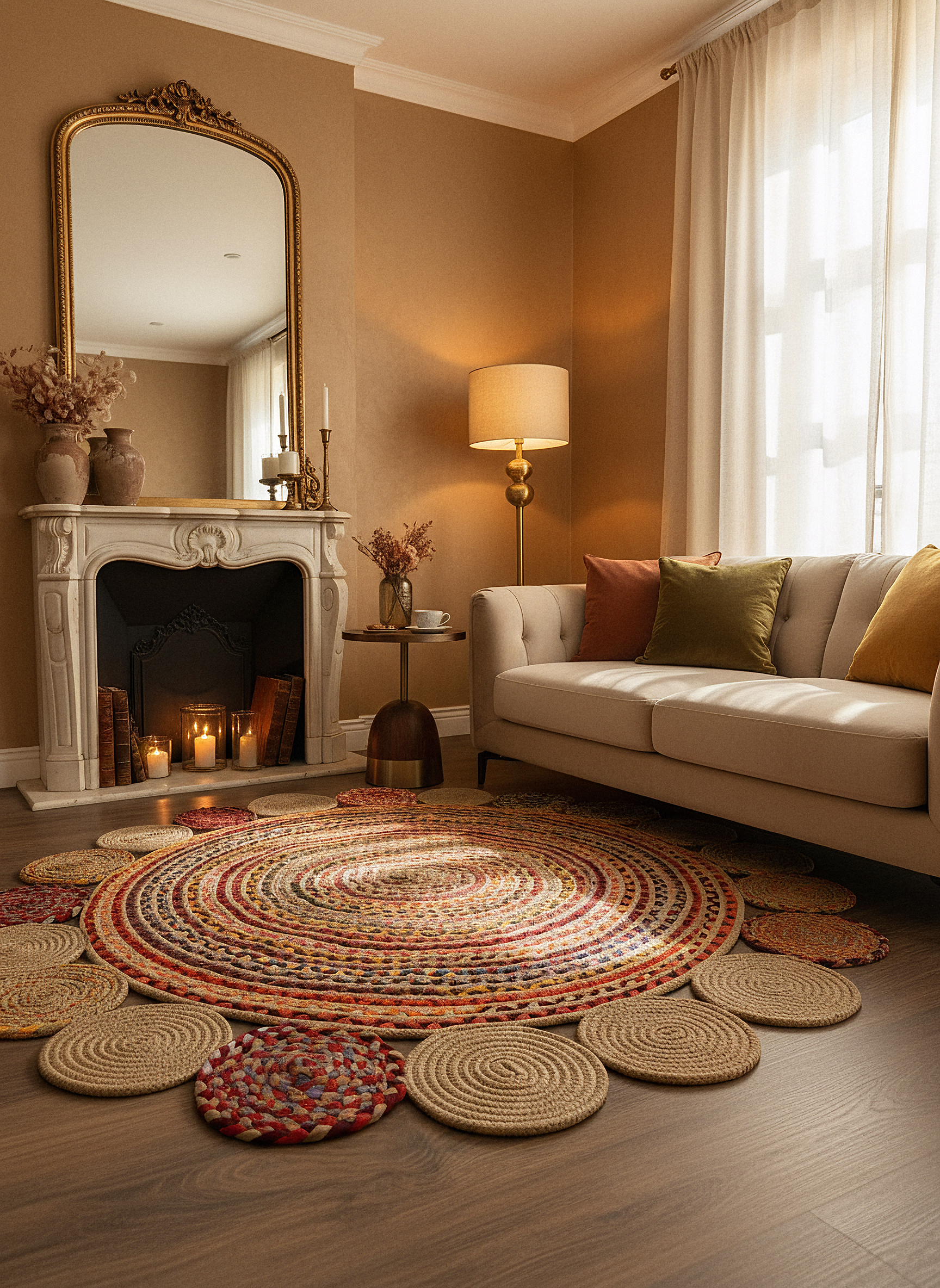 JÜT-RV438 Elde Dokuma Doğal Jüt Hasır Halı