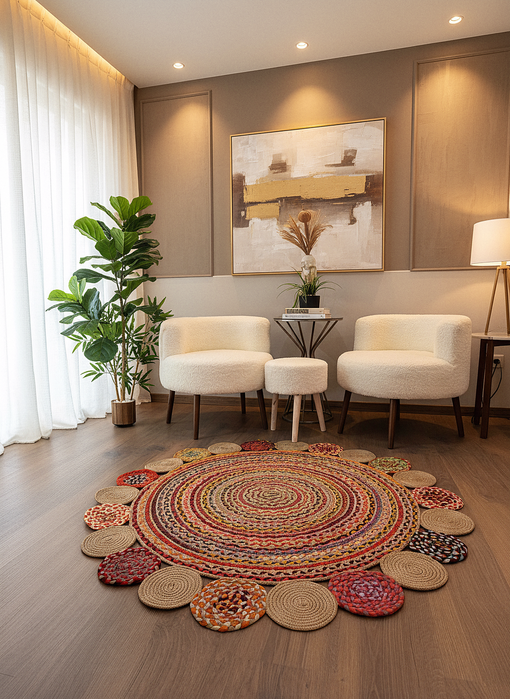 JÜT-RV438 Elde Dokuma Doğal Jüt Hasır Halı