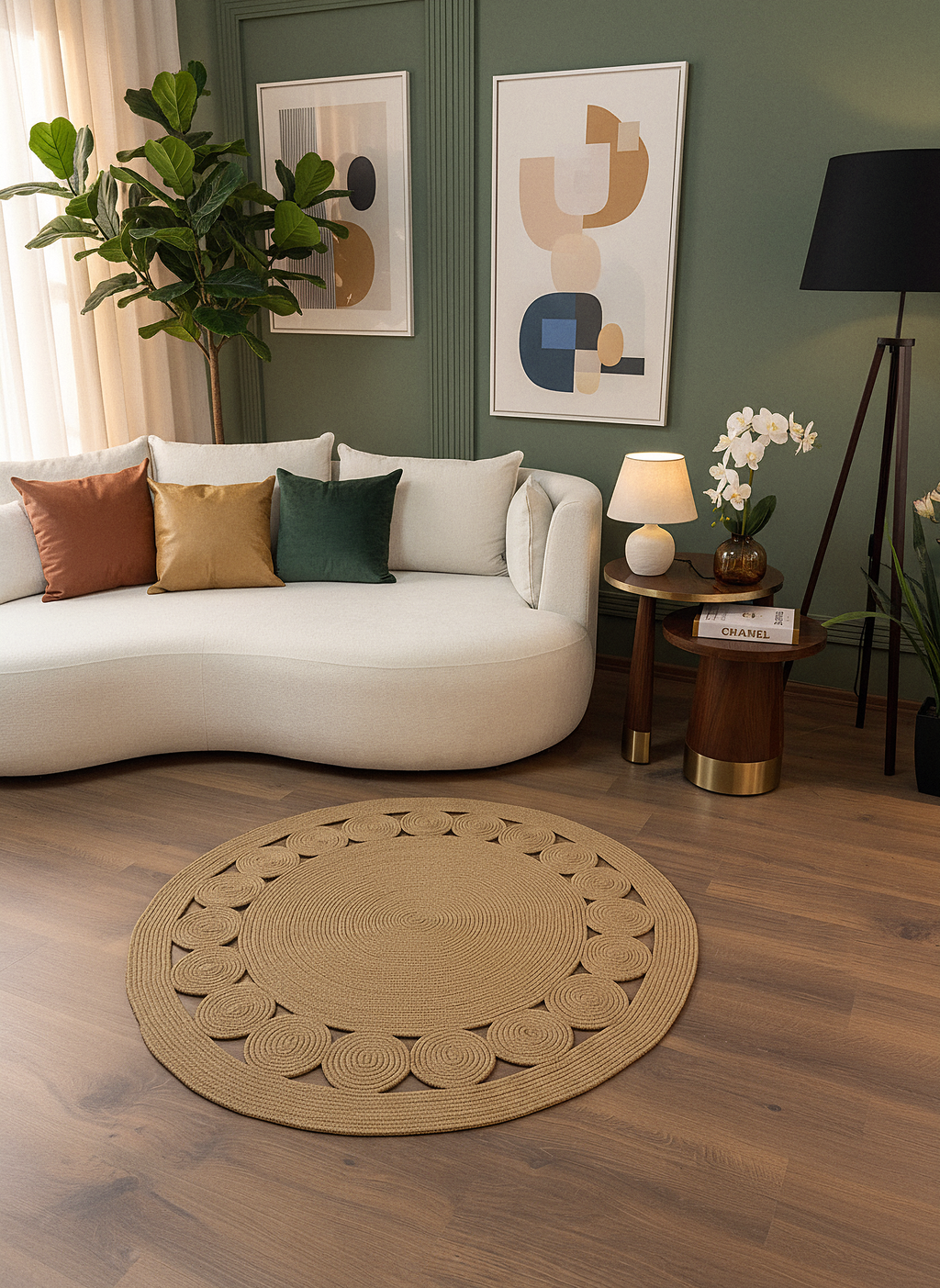 JÜT-RV424 Elde Dokuma Doğal Jüt Hasır Halı