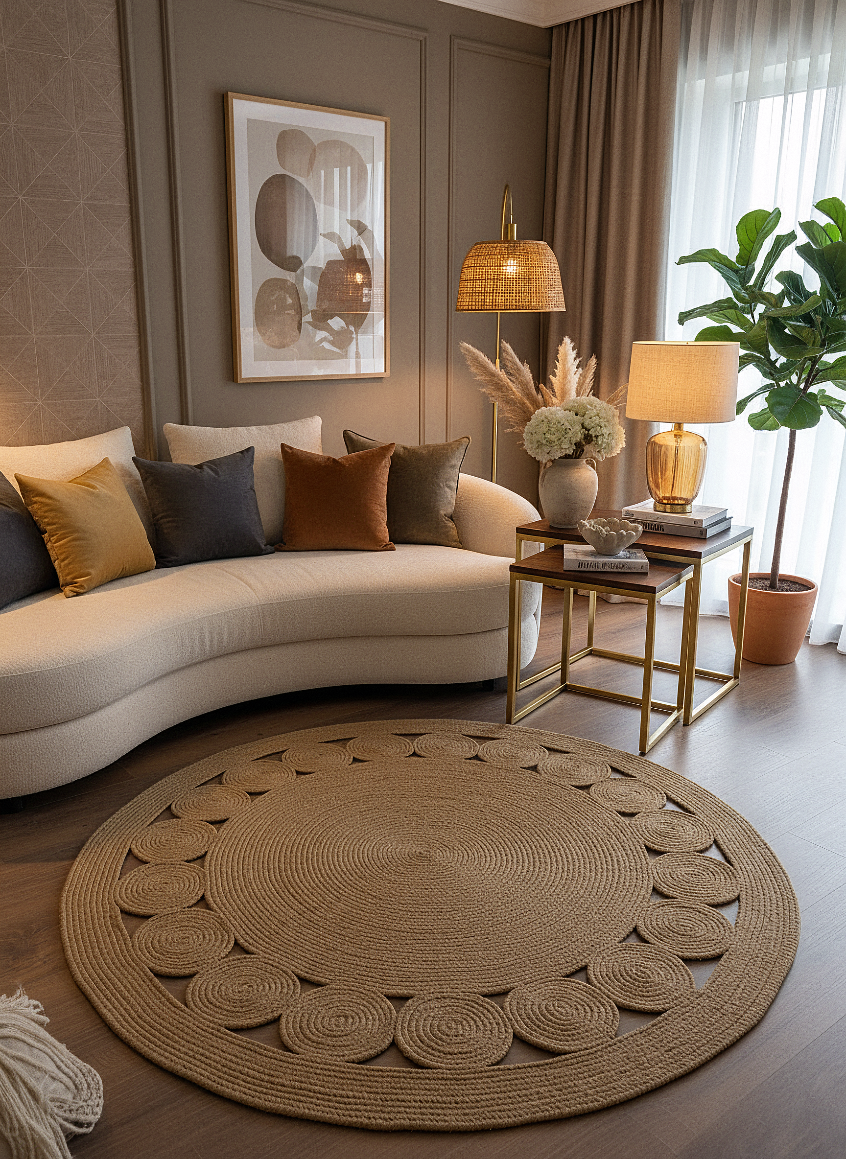 JÜT-RV424 Elde Dokuma Doğal Jüt Hasır Halı