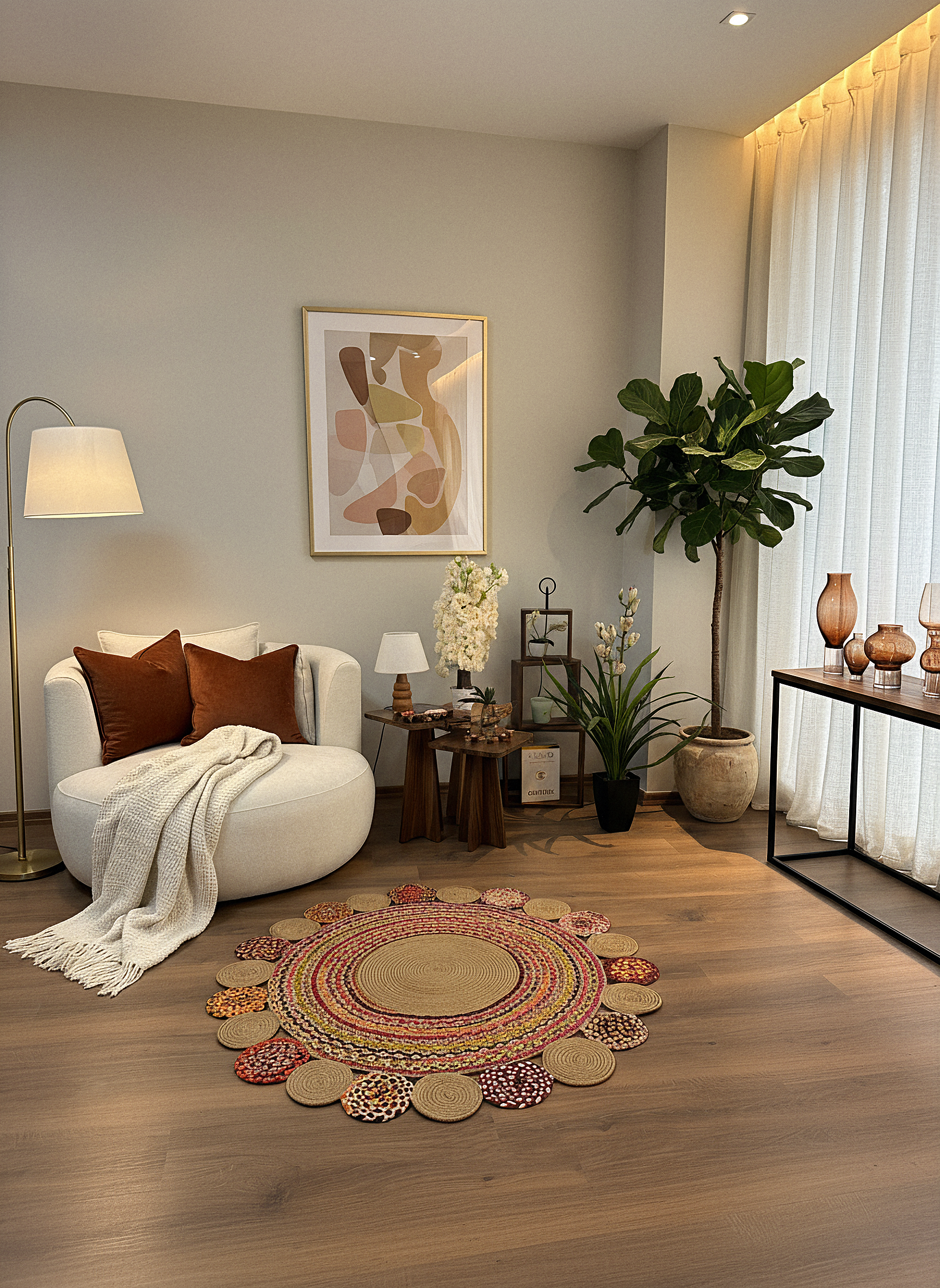 JÜT-RV416 Elde Dokuma Doğal Jüt Hasır Halı