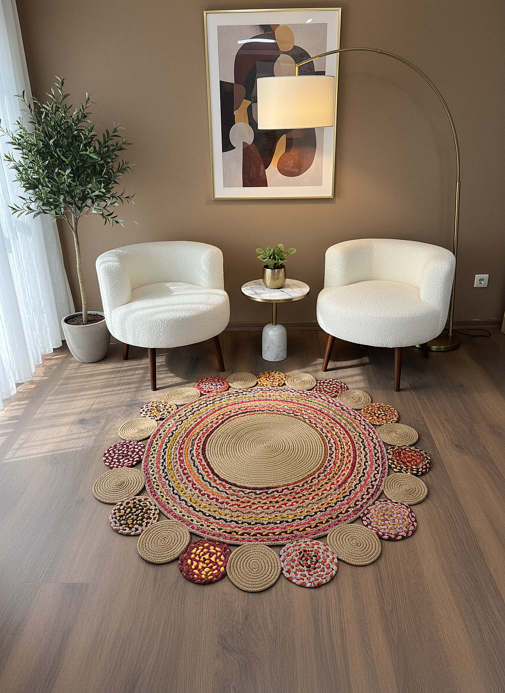 JÜT-RV416 Elde Dokuma Doğal Jüt Hasır Halı