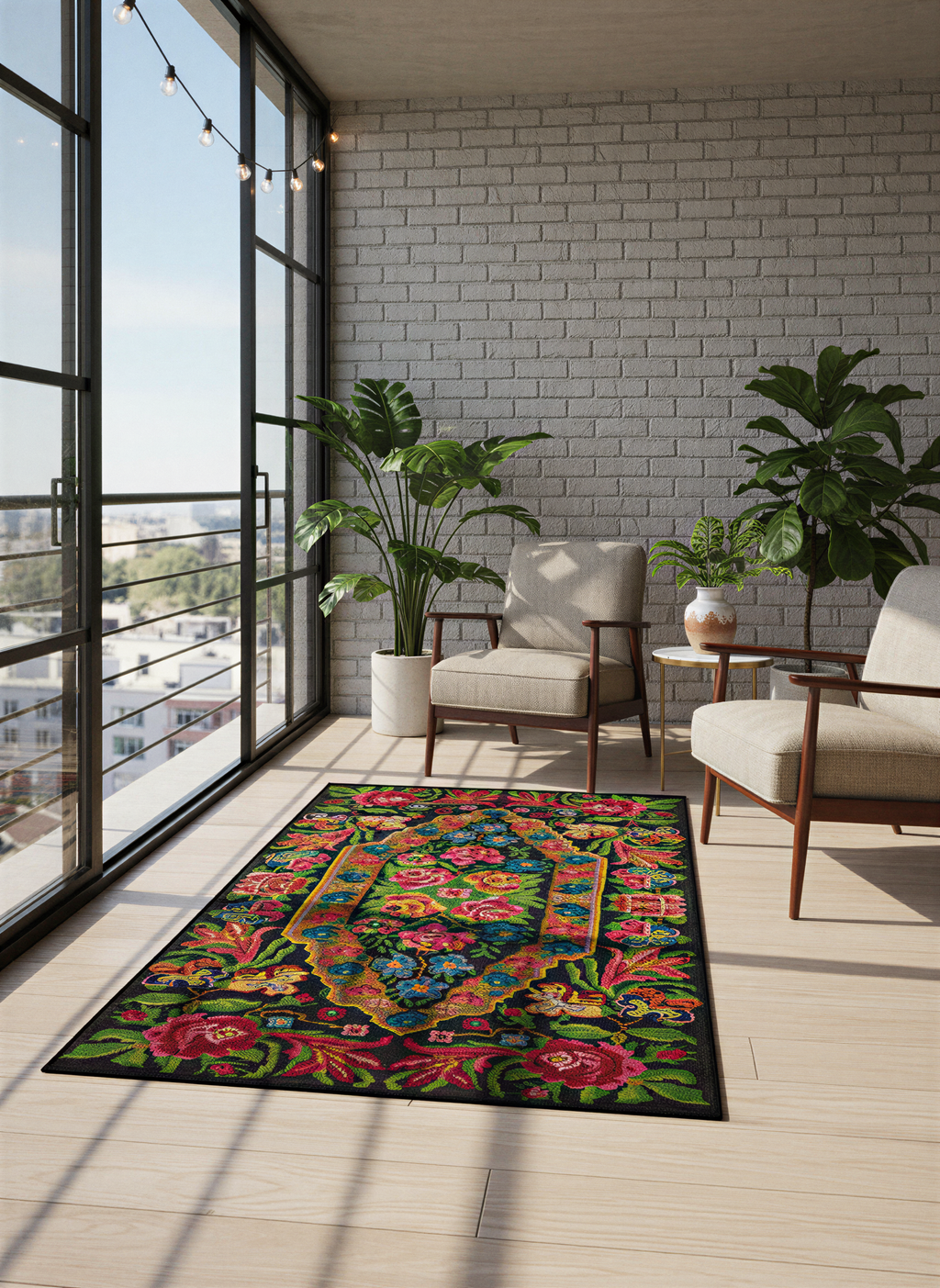 Arte HD018 Çiçek Desenli Dekoratif Dokuma Halı