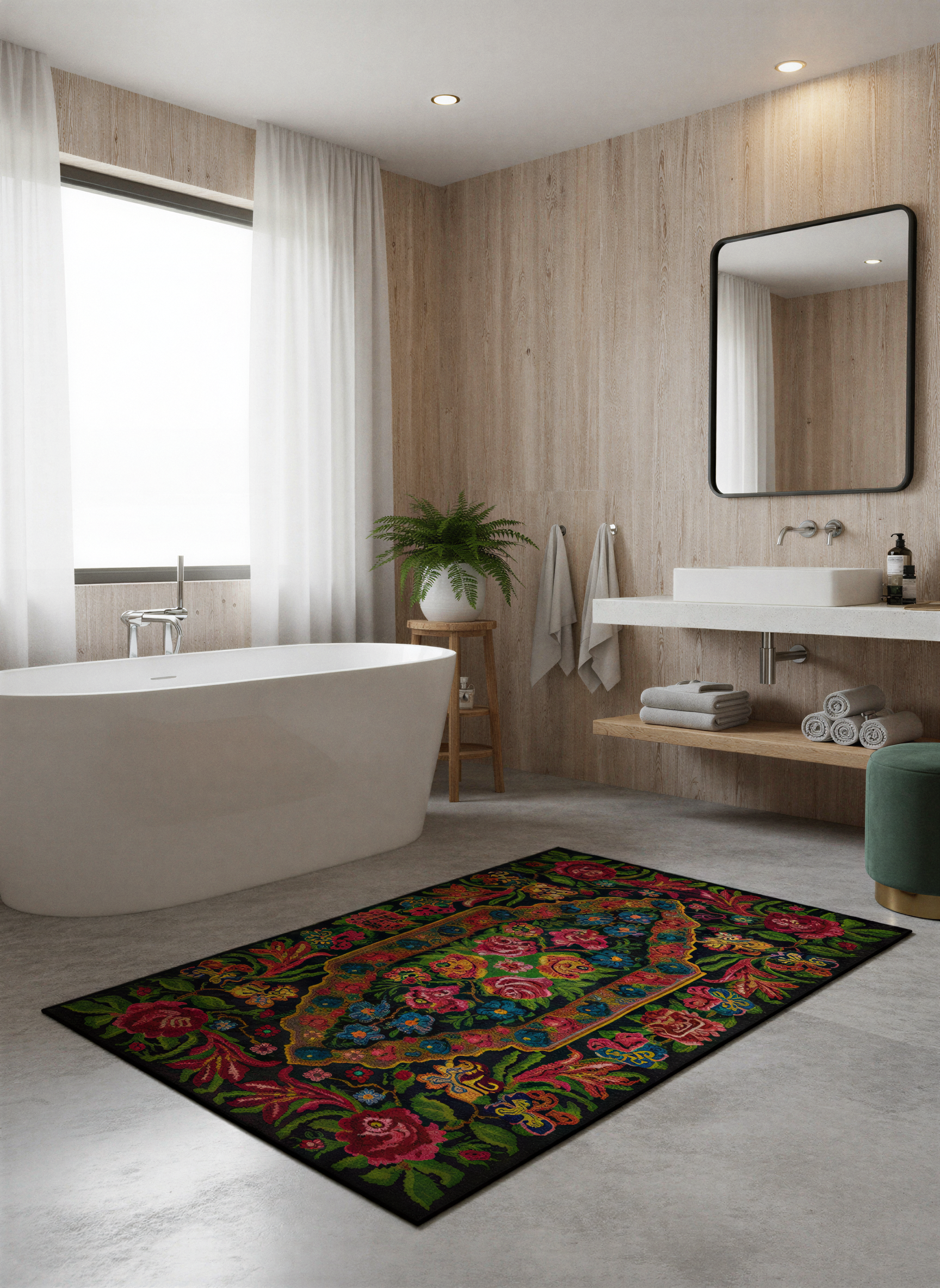 Arte HD018 Çiçek Desenli Dekoratif Dokuma Halı