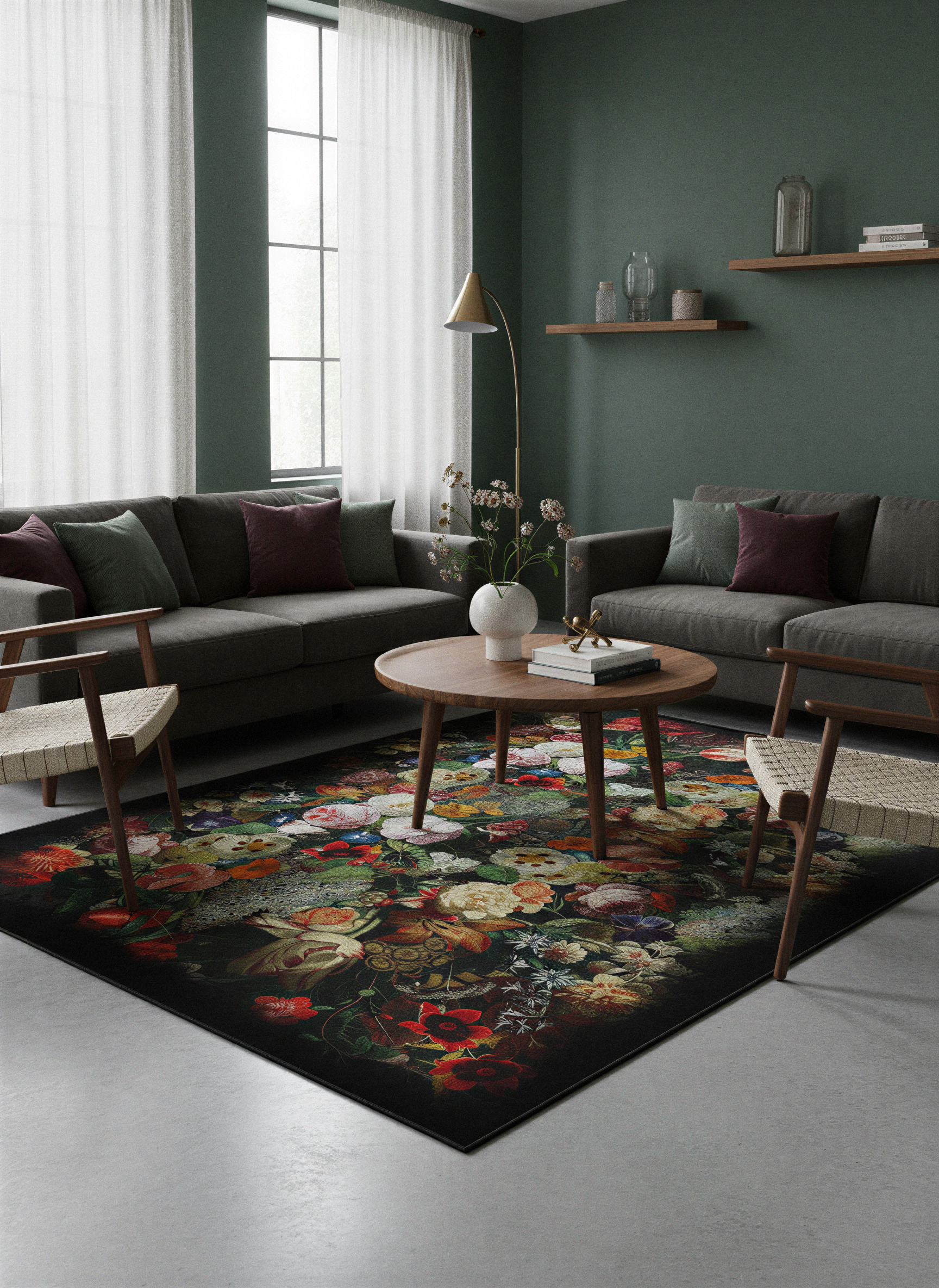 Arte HD017 Çiçek Desenli Dekoratif Dokuma Halı