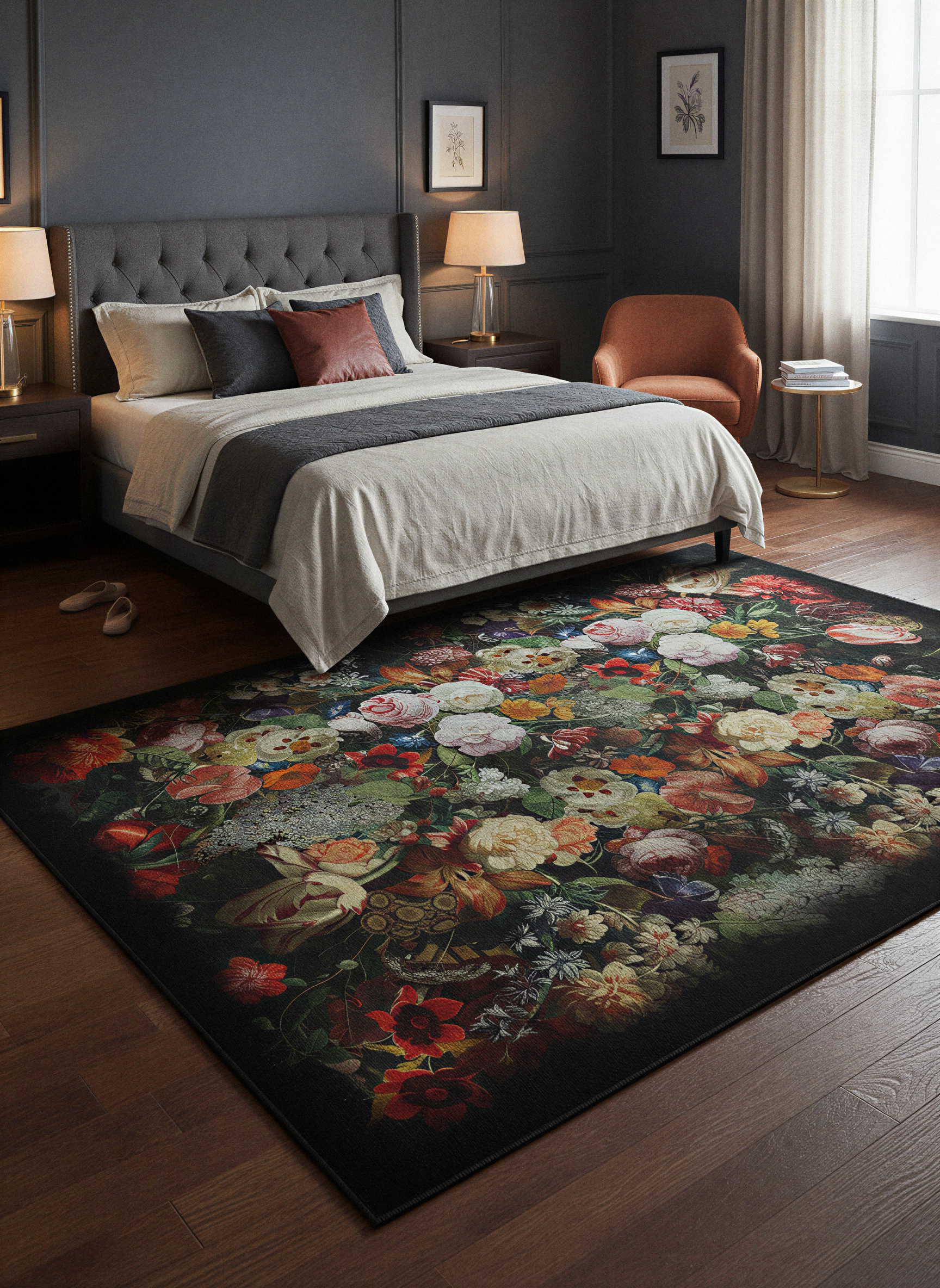 Arte HD017 Çiçek Desenli Dekoratif Dokuma Halı