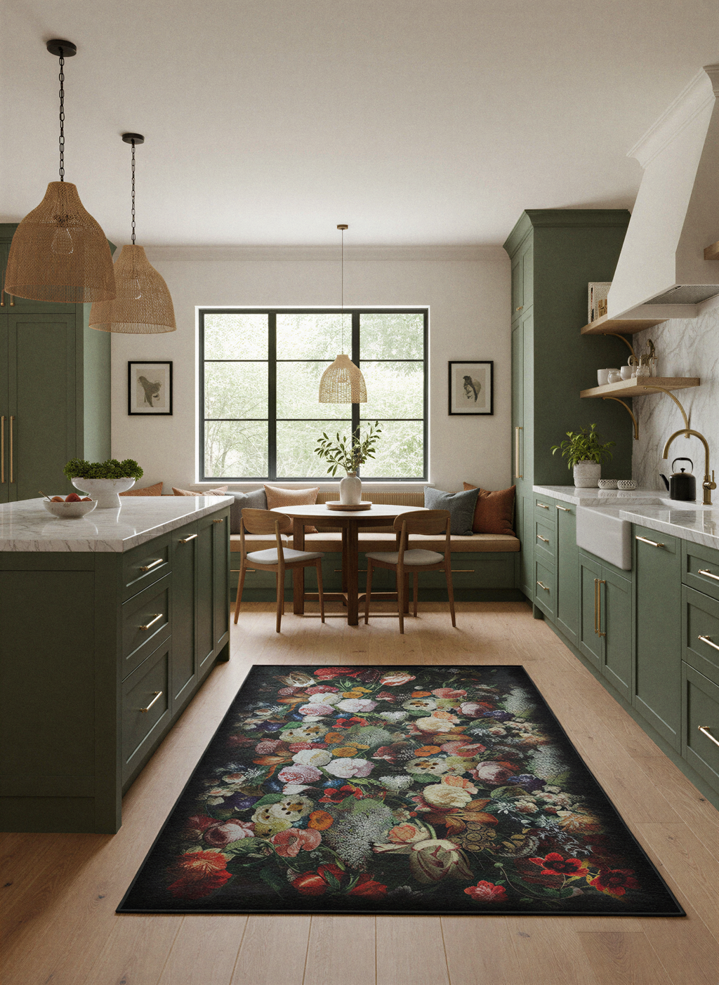 Arte HD017 Çiçek Desenli Dekoratif Dokuma Halı