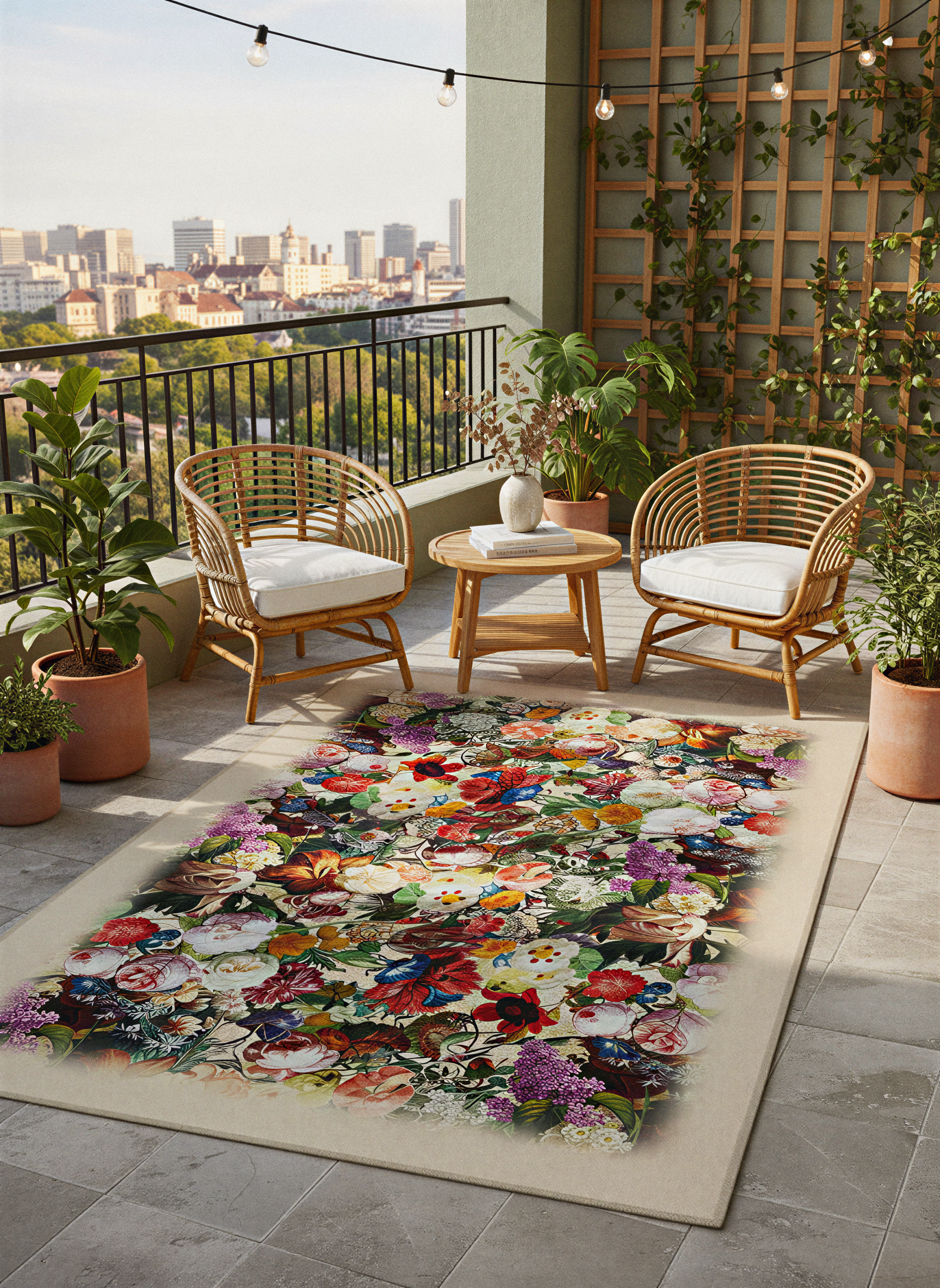 Arte HD016 Çiçek Desenli Dekoratif Dokuma Halı