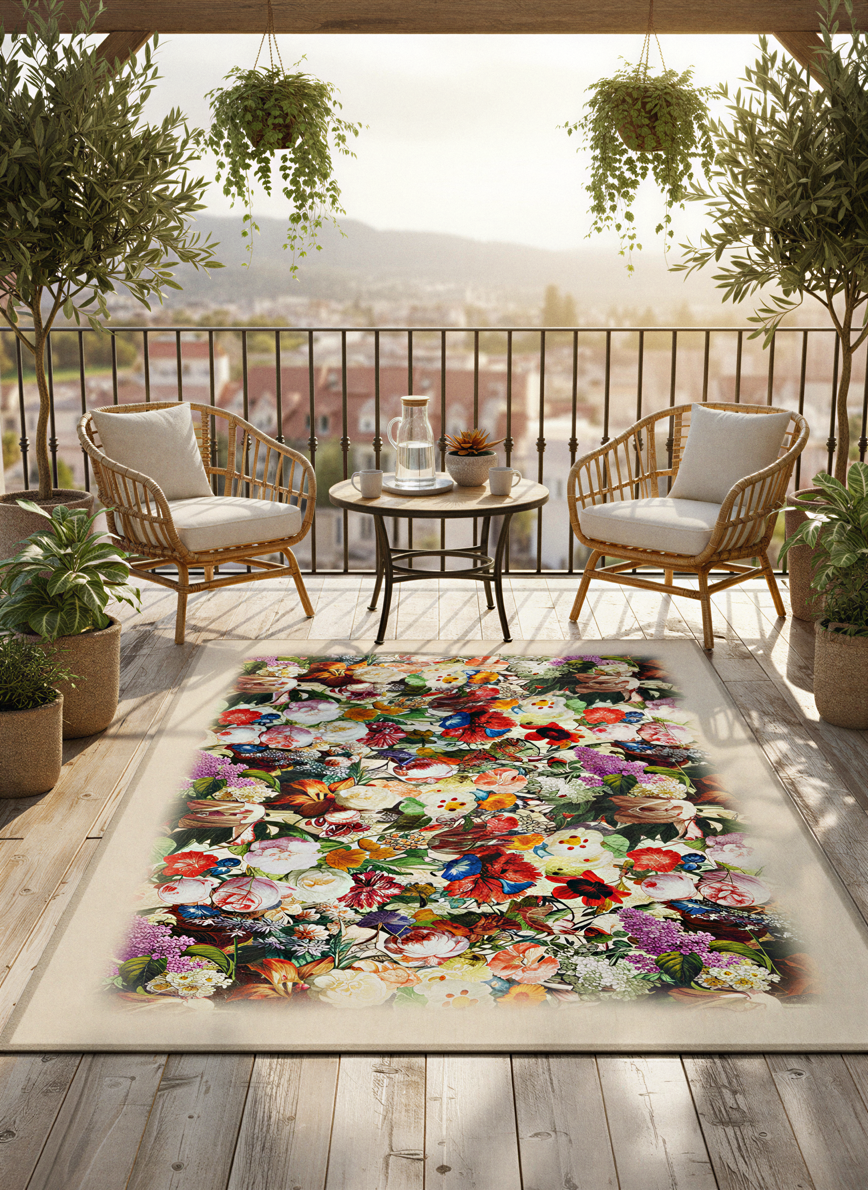 Arte HD016 Çiçek Desenli Dekoratif Dokuma Halı