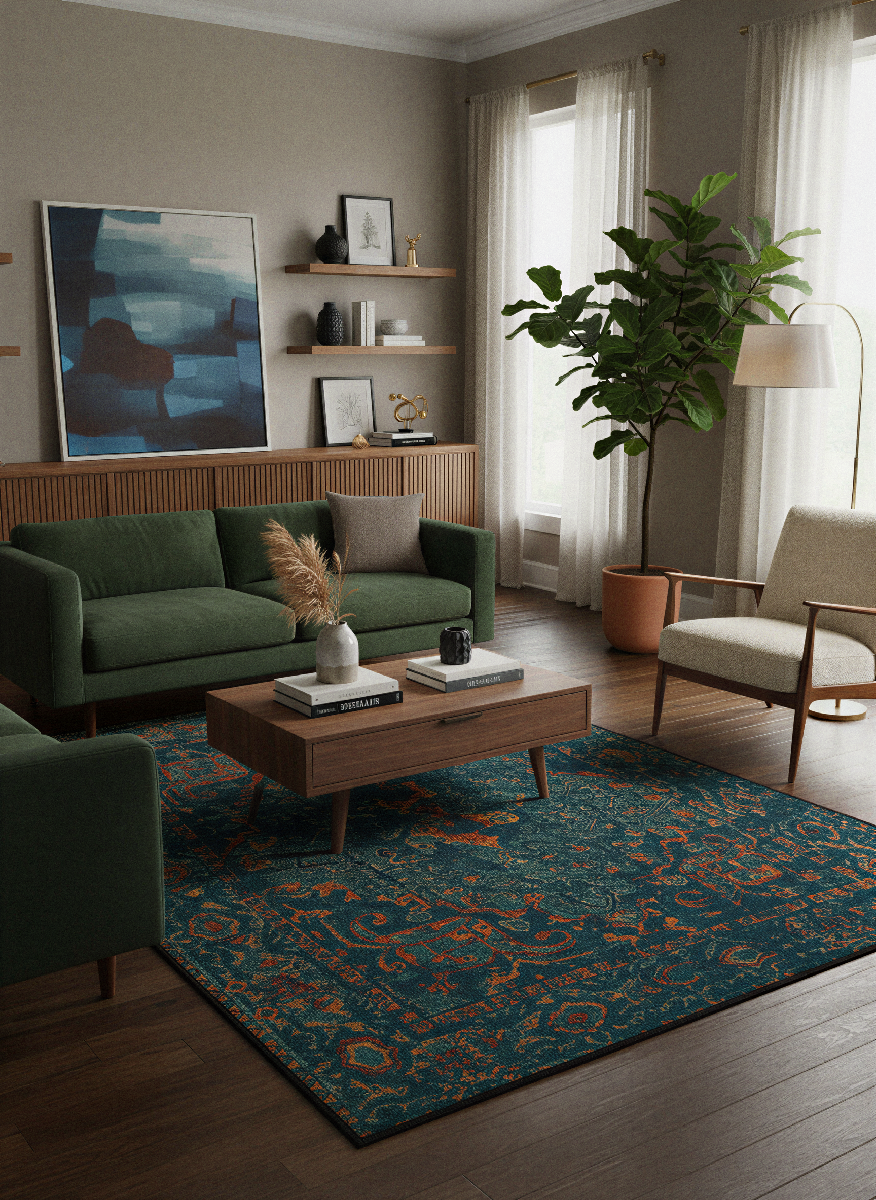 Arte HD014 Klasik Vintage Dekoratif Dokuma Şönil Halı