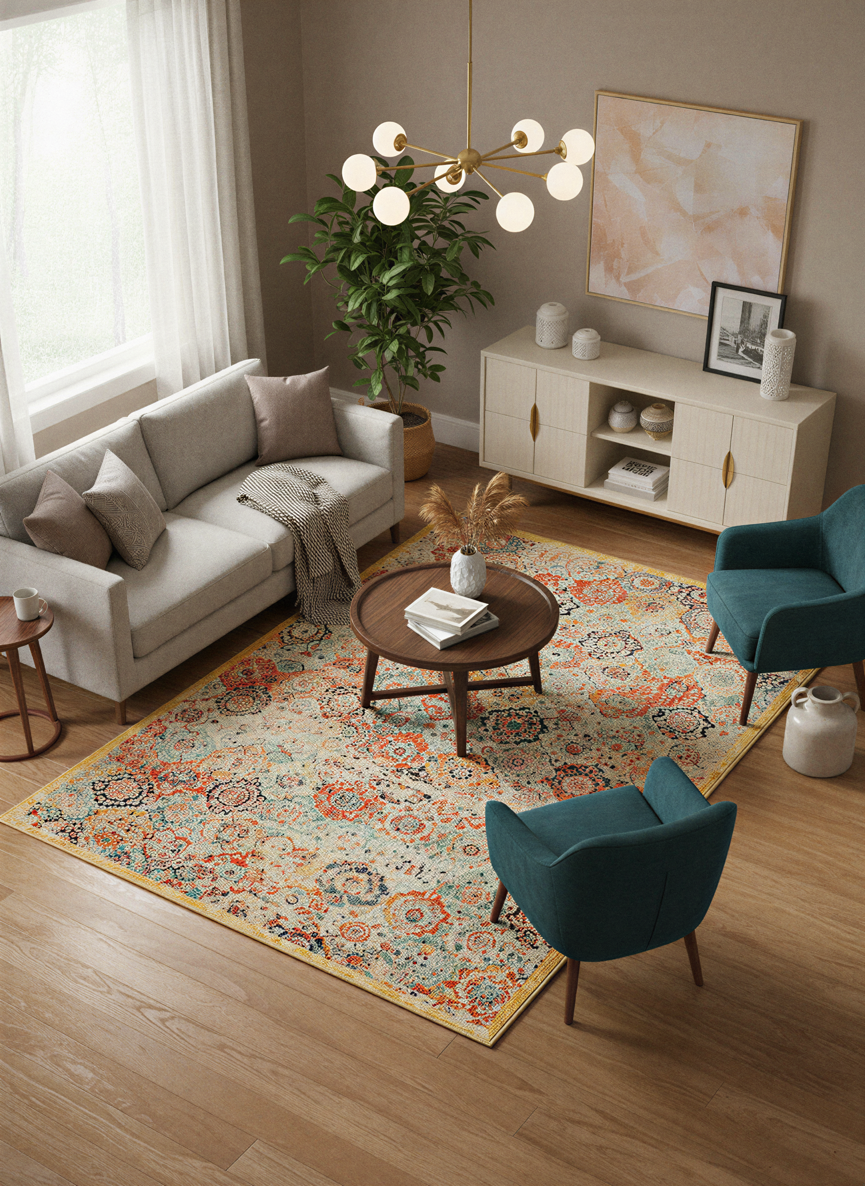 Arte HD013 Antik Figürlü Dekoratif Dokuma Şönil Halı