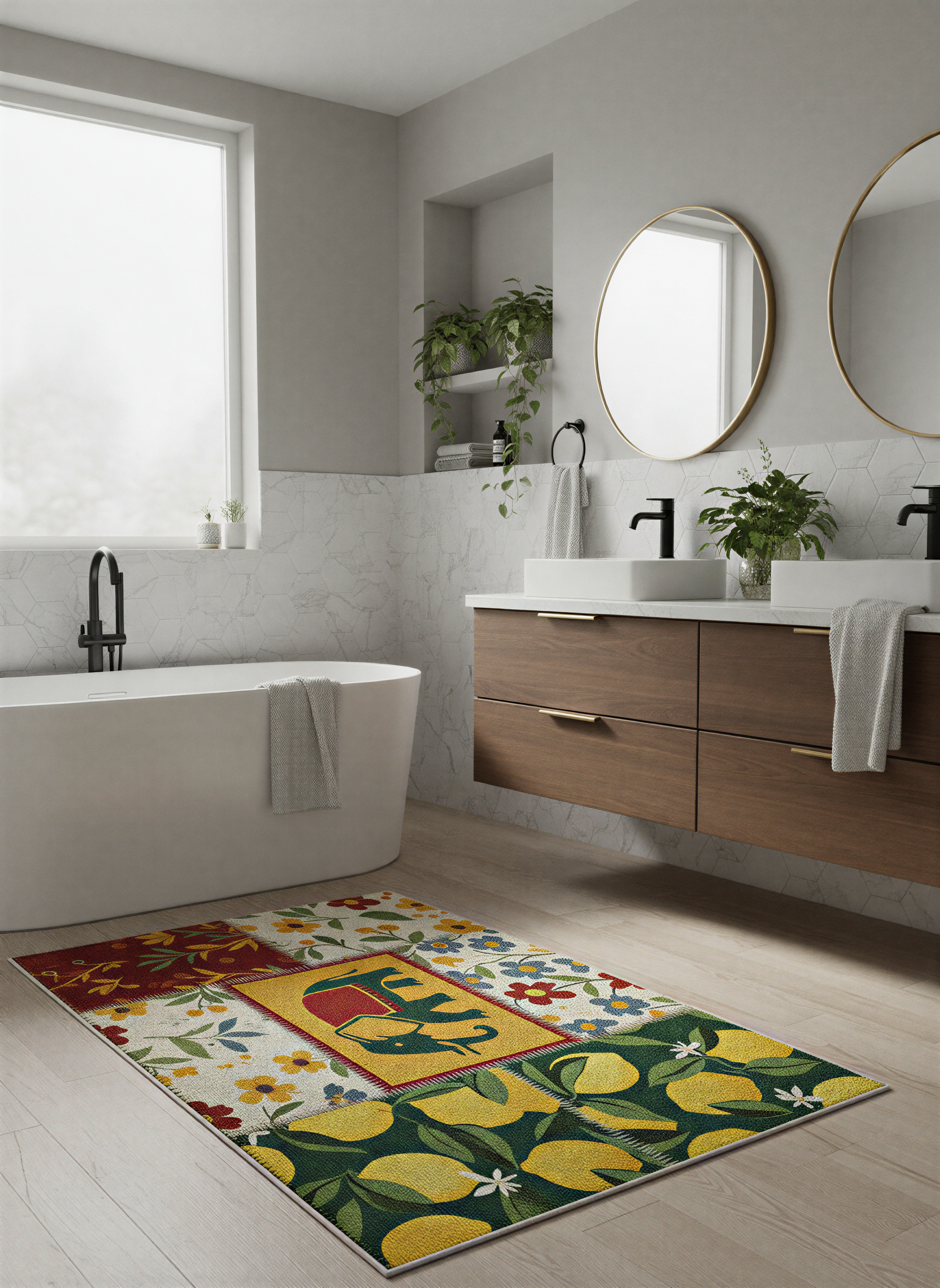 Arte HD012 Fil ve Çiçek Desenli Modern Dekoratif Dokuma Şönil Halı