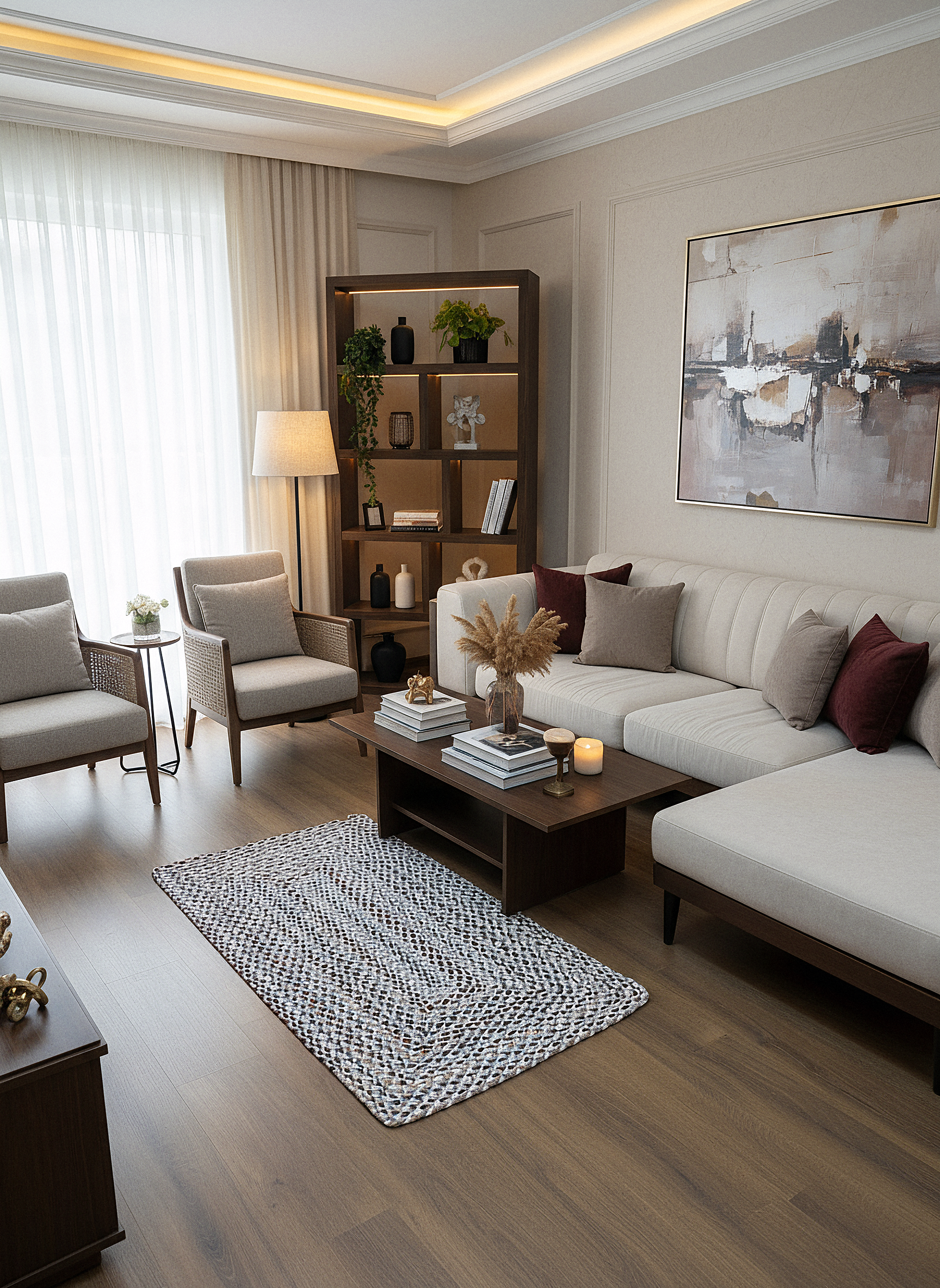 JÜT ÖRGÜ-03 BORDO GRİ El Örgüsü Jüt Hasır Halı