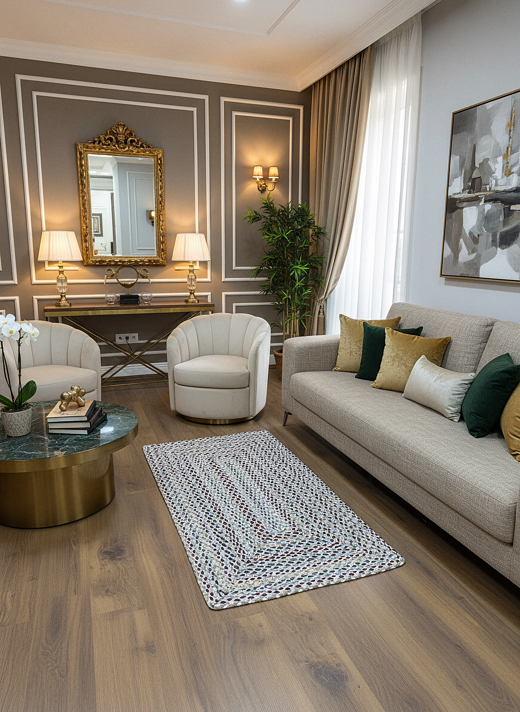 JÜT ÖRGÜ-03 BORDO GRİ El Örgüsü Jüt Hasır Halı