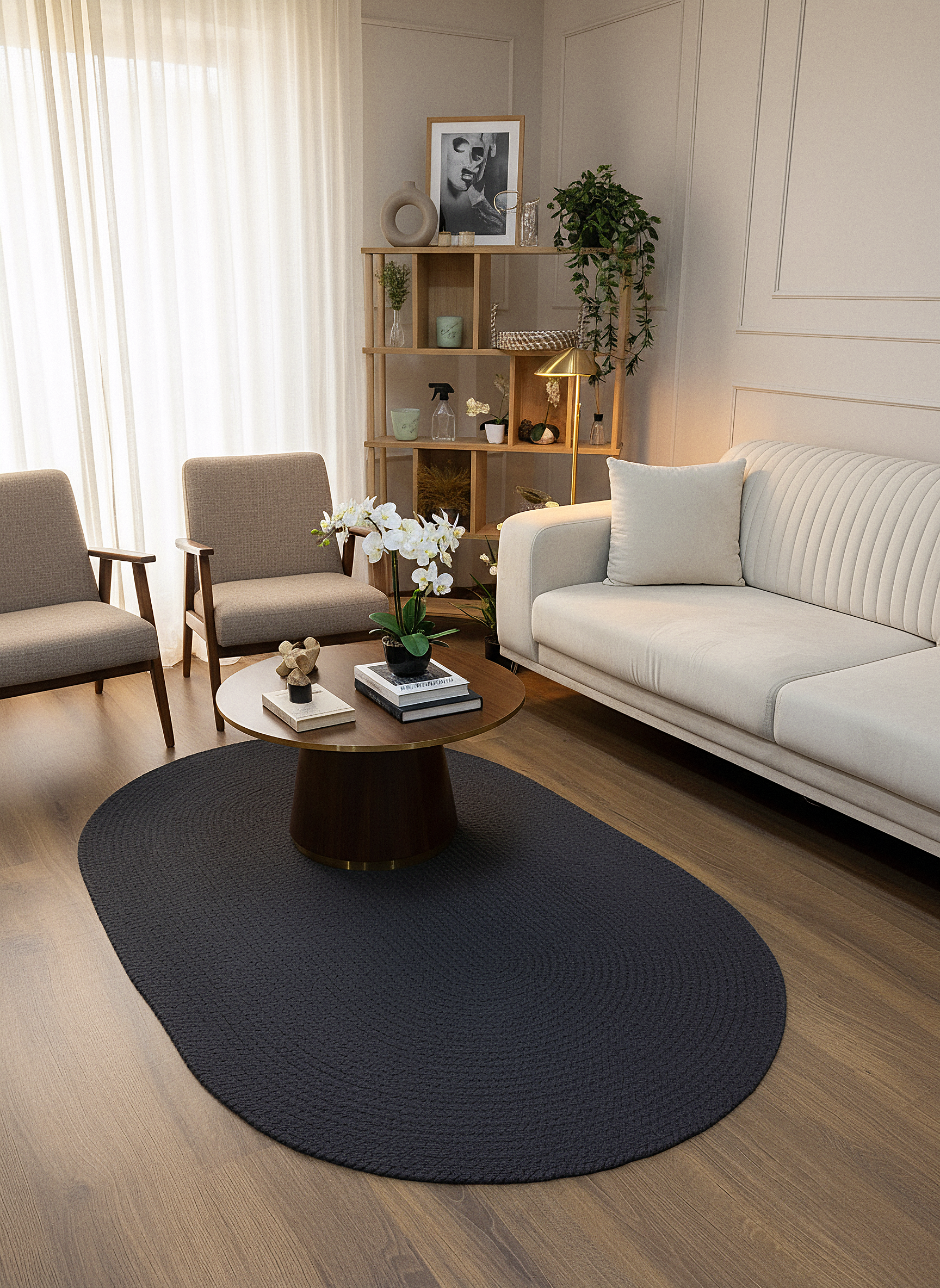 JÜT ÖRGÜ-06 ANTRASİT El Örgüsü Jüt Hasır Halı