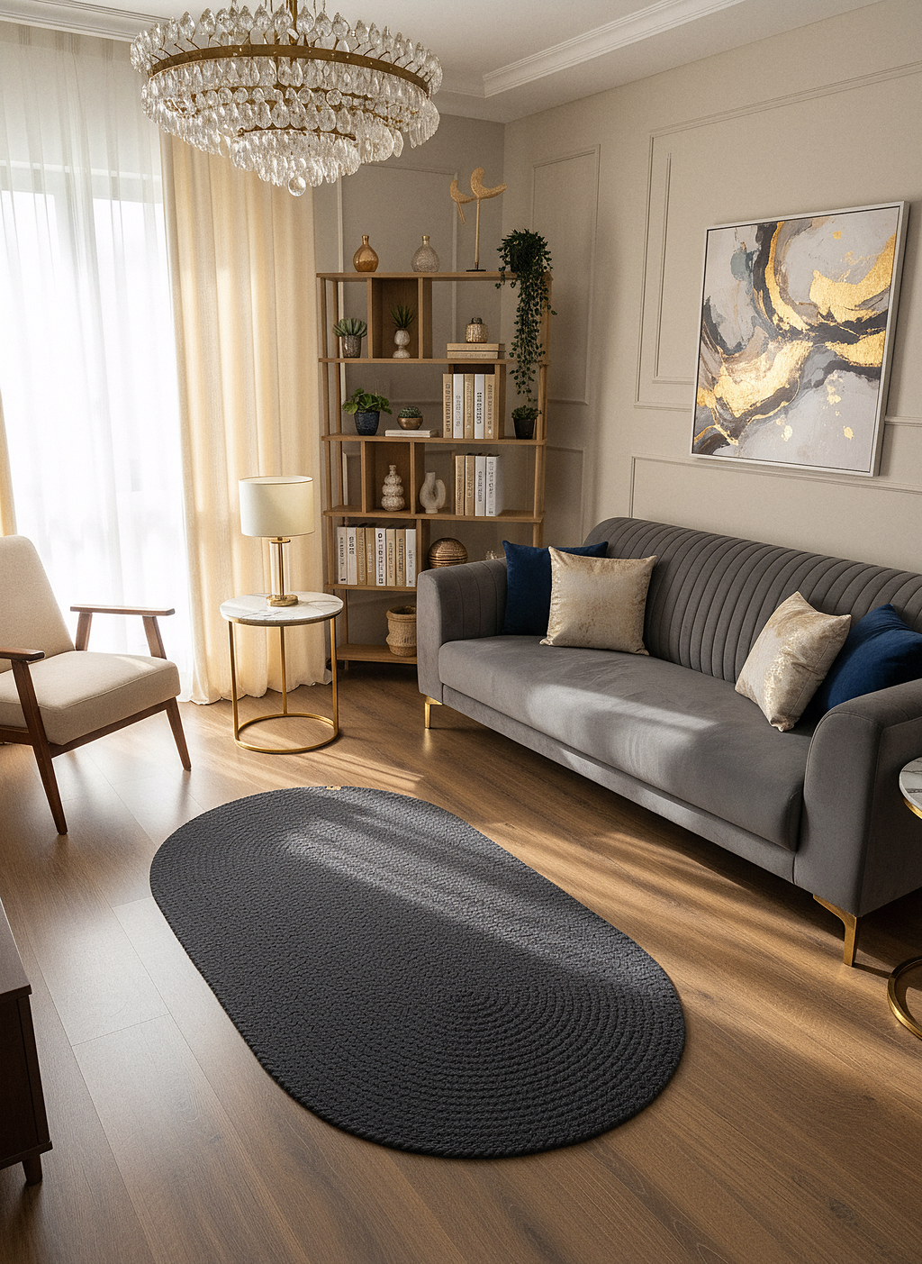 JÜT ÖRGÜ-06 ANTRASİT El Örgüsü Jüt Hasır Halı