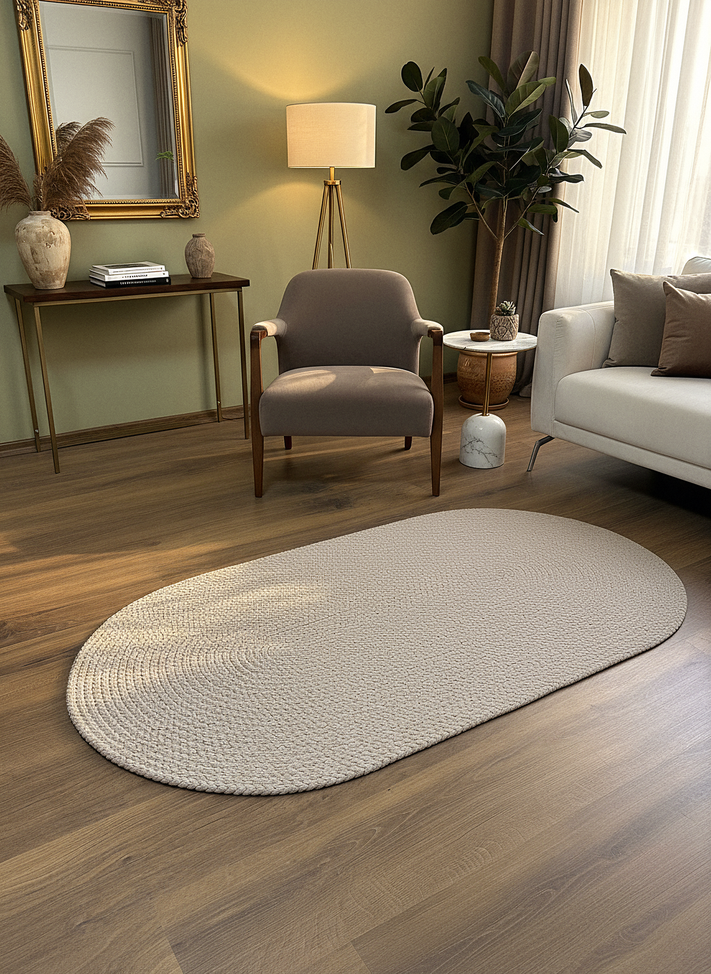 JÜT ÖRGÜ-07 BEJ El Örgüsü Jüt Hasır Halı