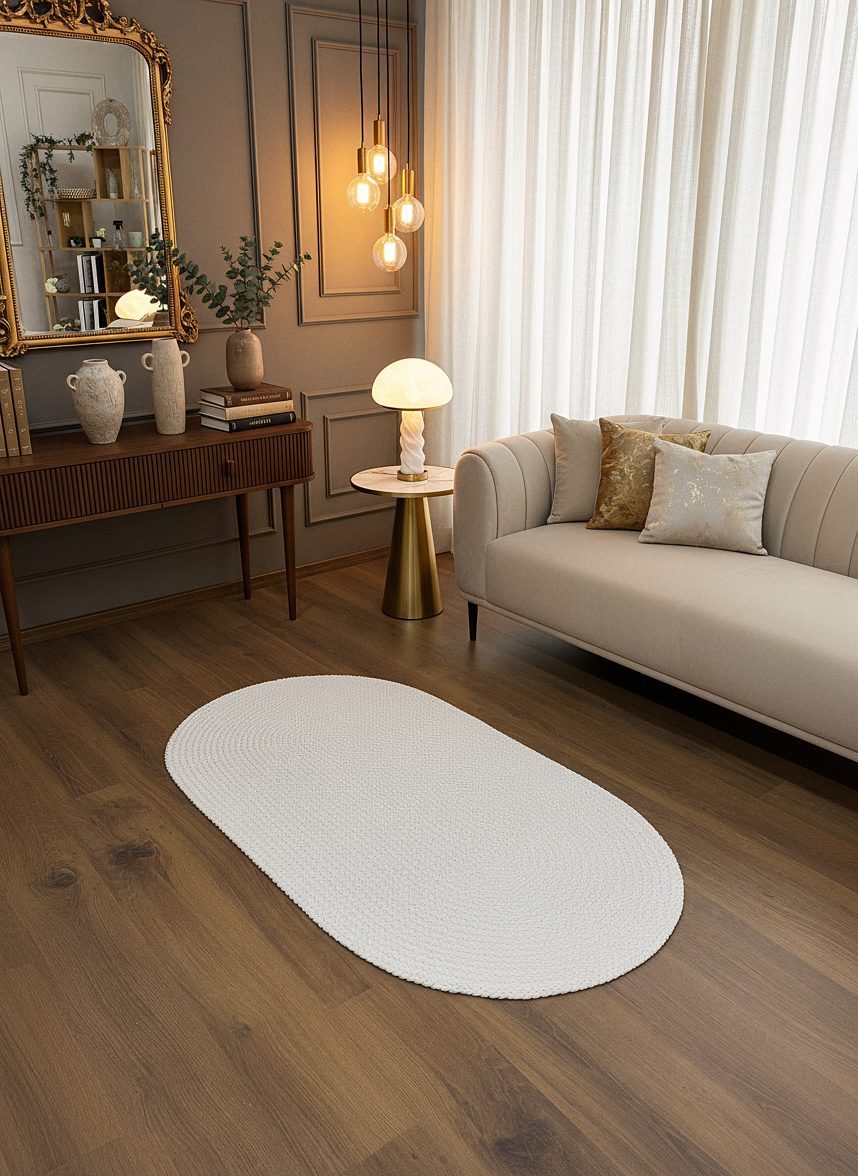 JÜT ÖRGÜ-09 KREM El Örgüsü Jüt Hasır Halı