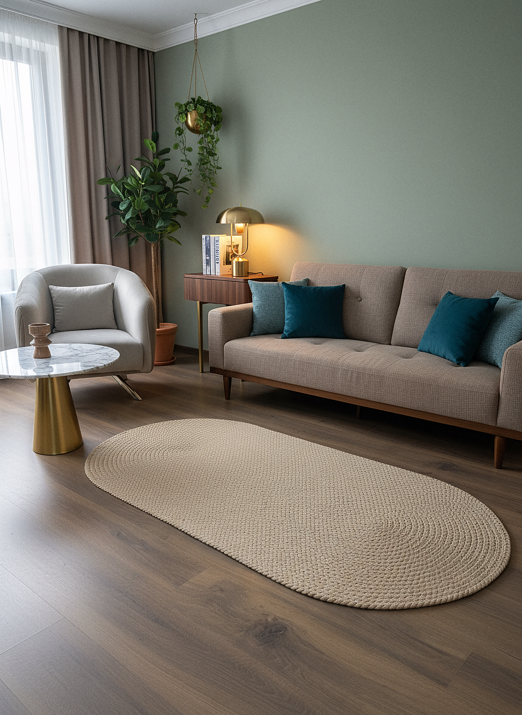 JÜT ÖRGÜ-10 VİZON El Örgüsü Jüt Hasır Halı