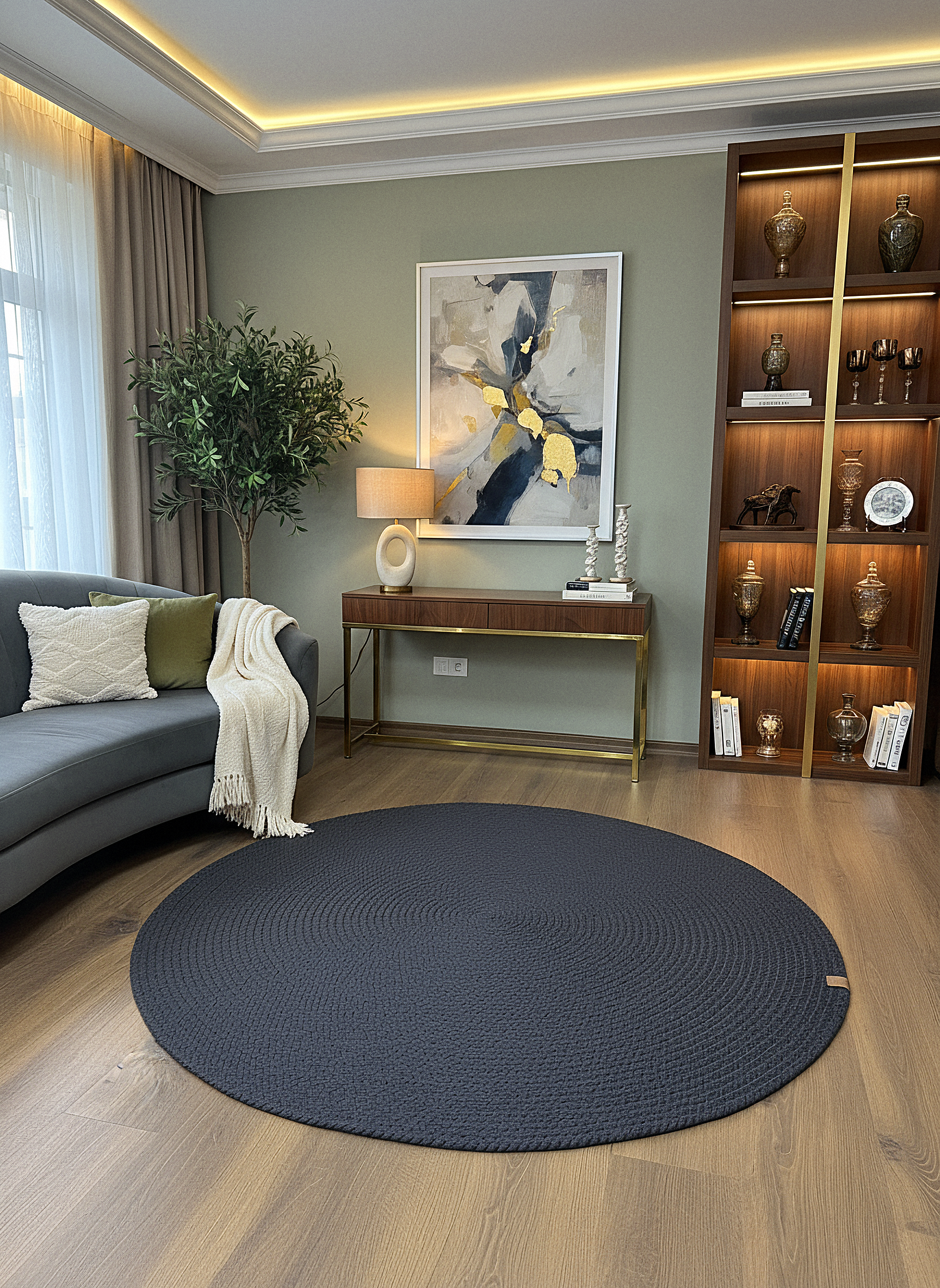 JÜT ÖRGÜ-11 ANTRASİT El Örgüsü Jüt Hasır Halı