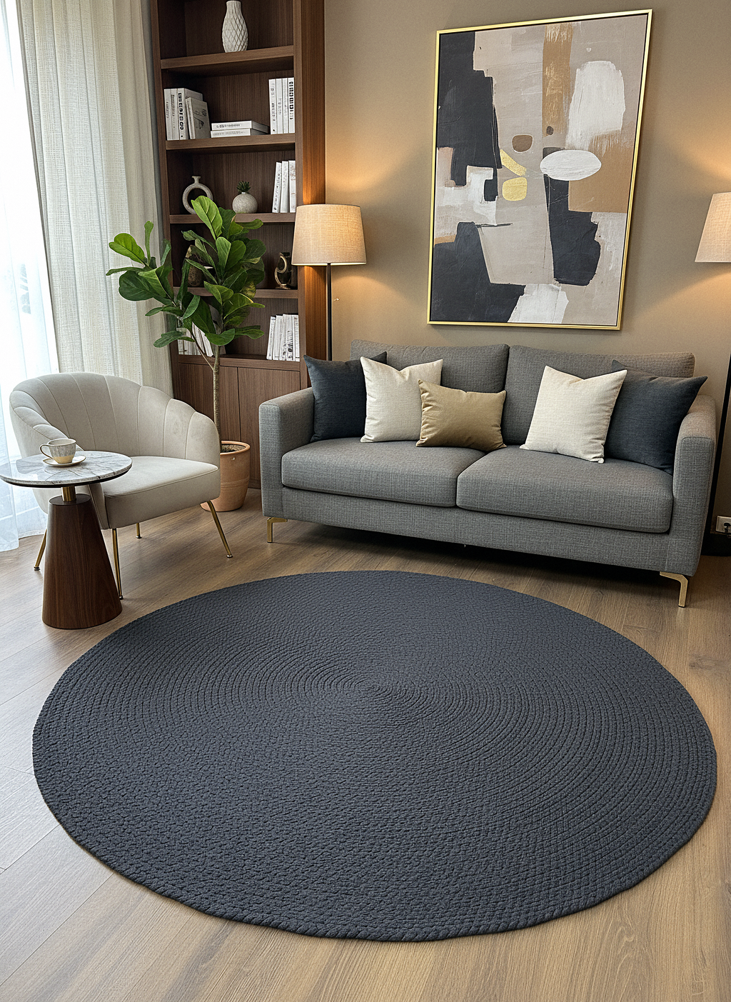 JÜT ÖRGÜ-11 ANTRASİT El Örgüsü Jüt Hasır Halı