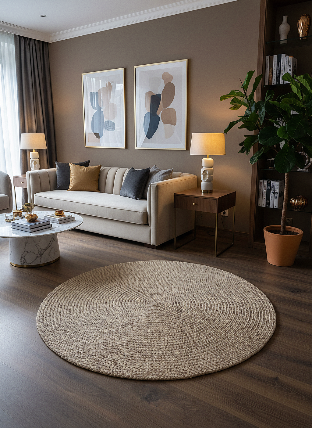 JÜT ÖRGÜ-13 BEJ El Örgüsü Jüt Hasır Halı