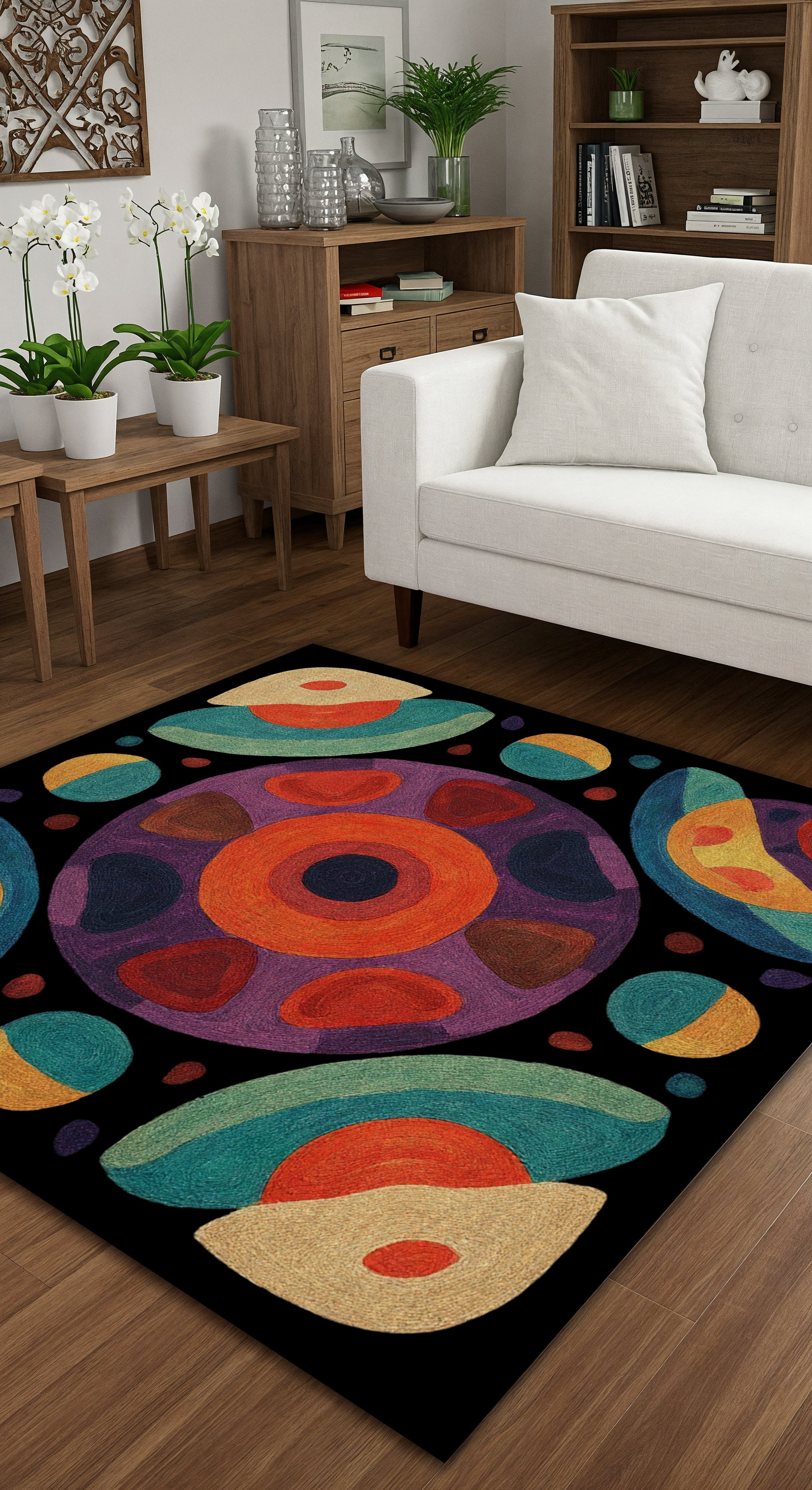 Arte HD010 Geometrik Desenli Renkli Dekoratif Dokuma Halı