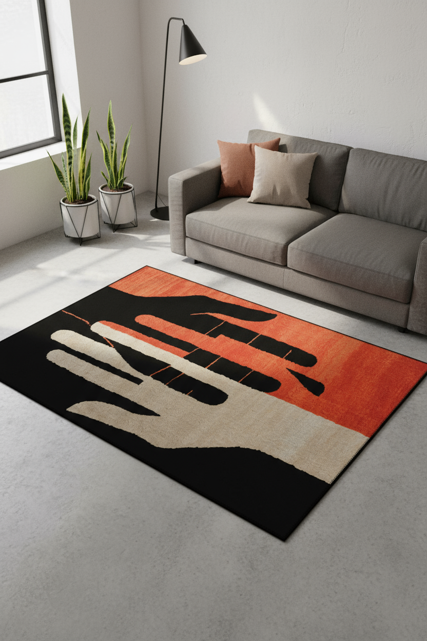 Arte HD011 Modern El Figürlü Renkli Dekoratif Dokuma Halı