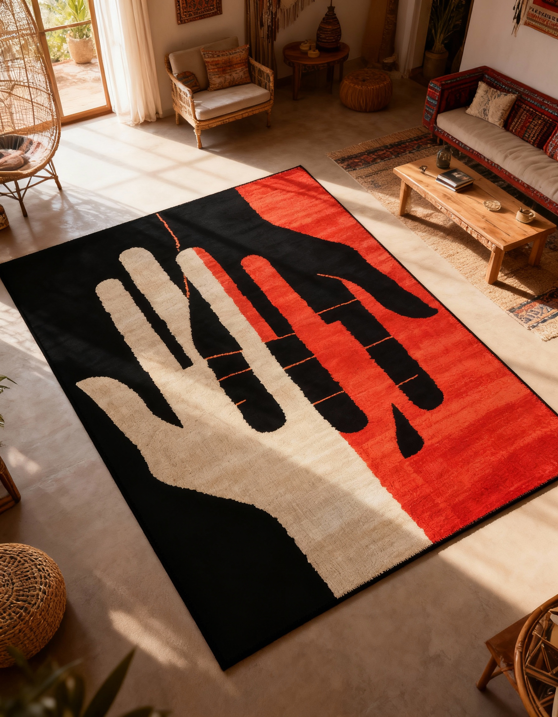 Arte HD011 Modern El Figürlü Renkli Dekoratif Dokuma Halı