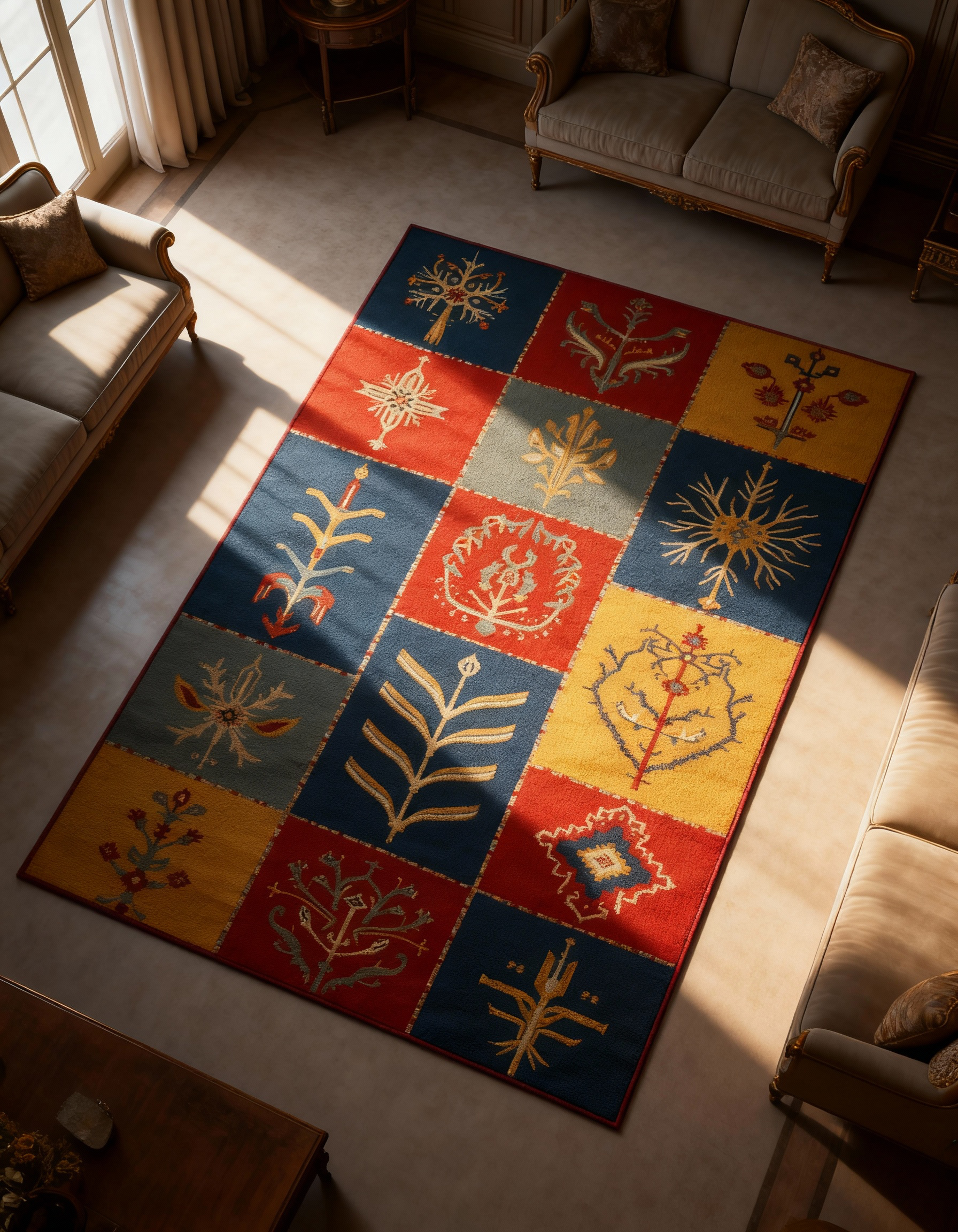 Arte HD001 Çiçek Figürlü Modern Desenli Renkli Dekoratif Dokuma Halı