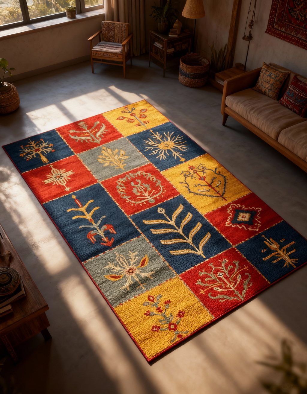 Arte HD001 Çiçek Figürlü Modern Desenli Renkli Dekoratif Dokuma Halı