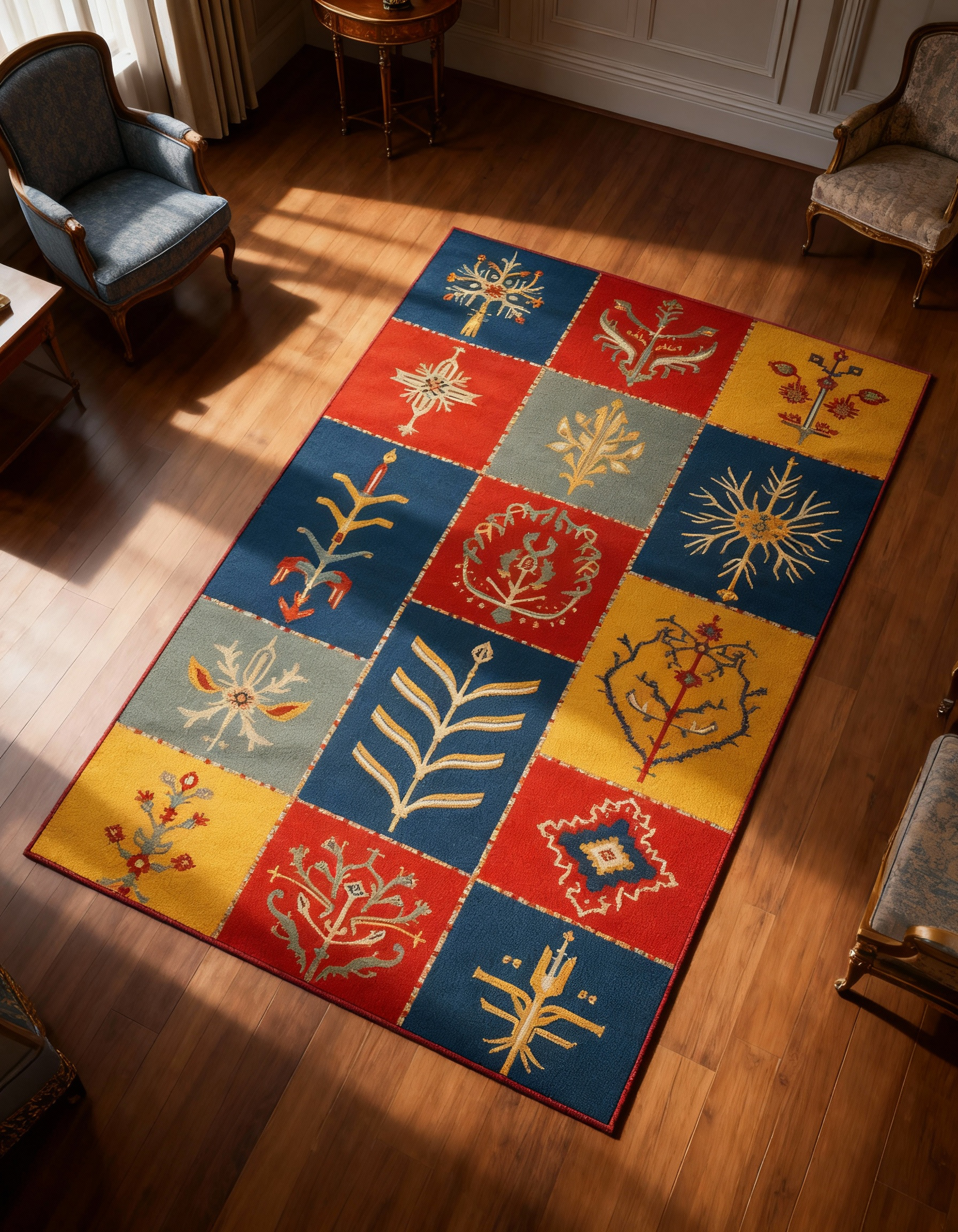 Arte HD001 Çiçek Figürlü Modern Desenli Renkli Dekoratif Dokuma Halı