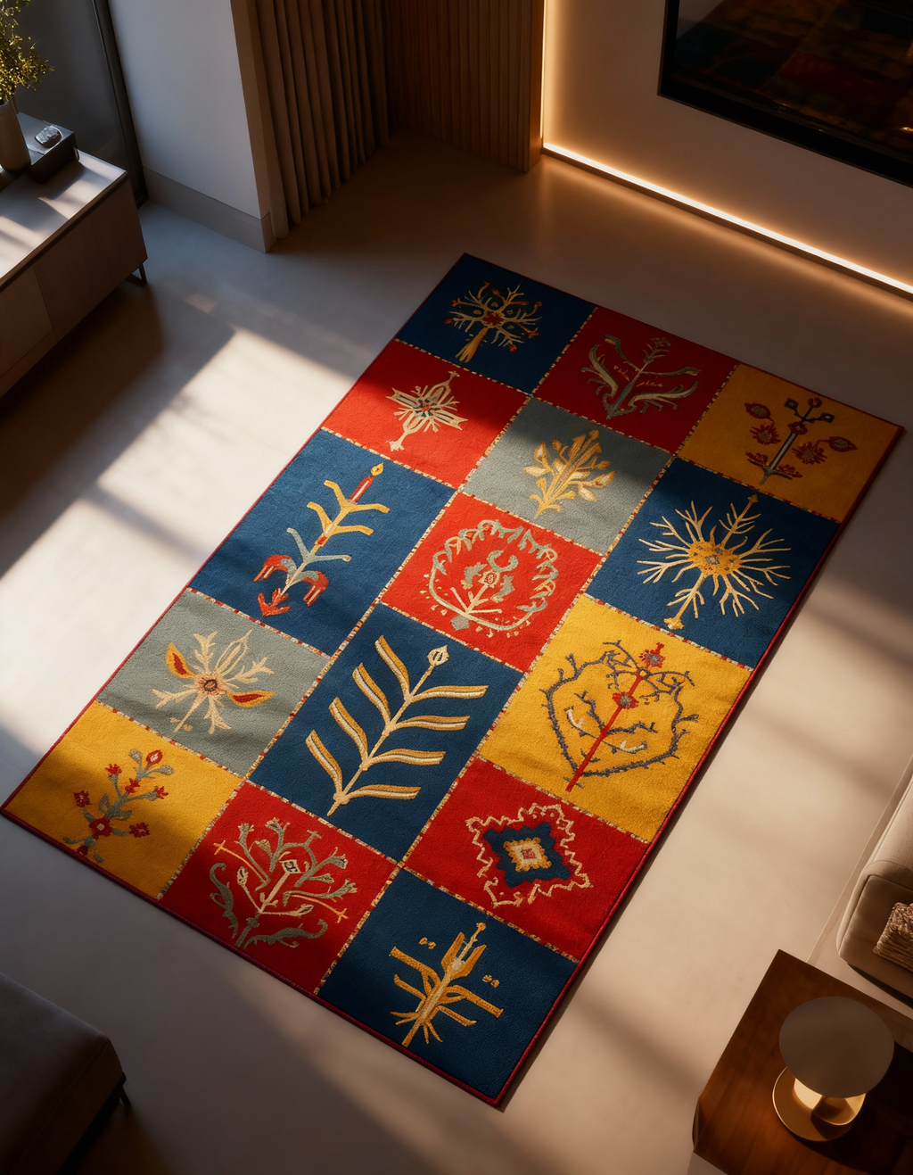 Arte HD001 Çiçek Figürlü Modern Desenli Renkli Dekoratif Dokuma Halı