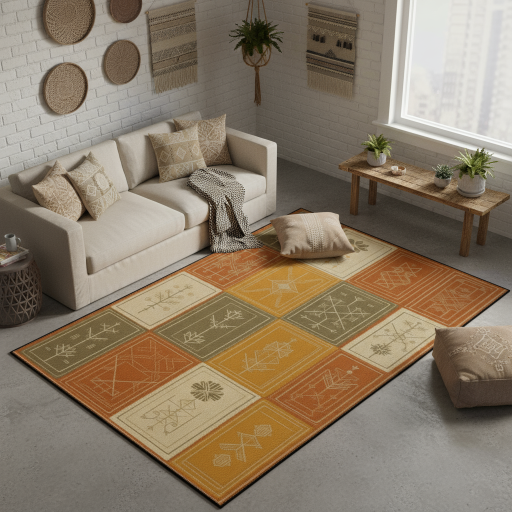 Arte HD004 Figürlü Modern Desenli Renkli Dekoratif Dokuma Halı