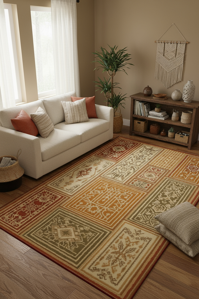 Arte HD005 Figürlü Modern Desenli Renkli Dekoratif Dokuma Halı