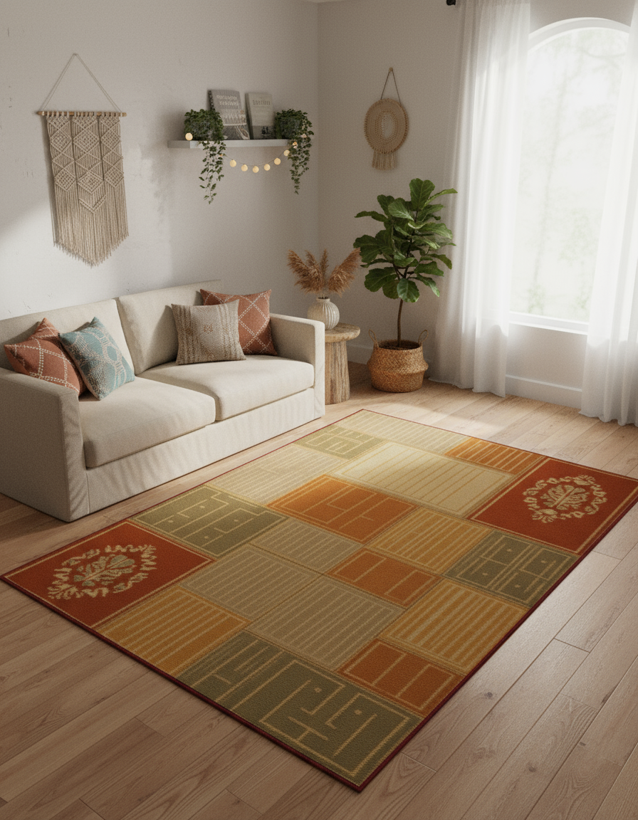 Arte HD006 Figürlü Modern Desenli Renkli Dekoratif Dokuma Halı