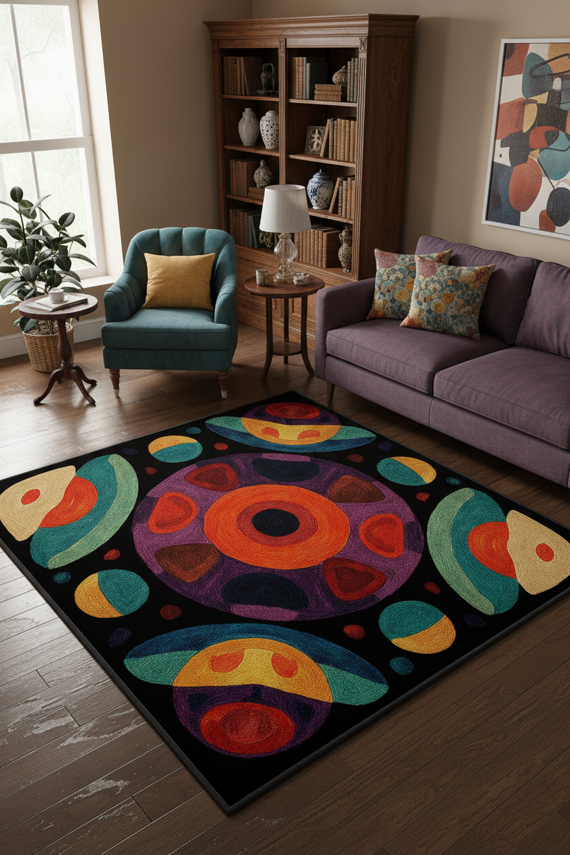 Arte HD010 Geometrik Desenli Renkli Dekoratif Dokuma Halı