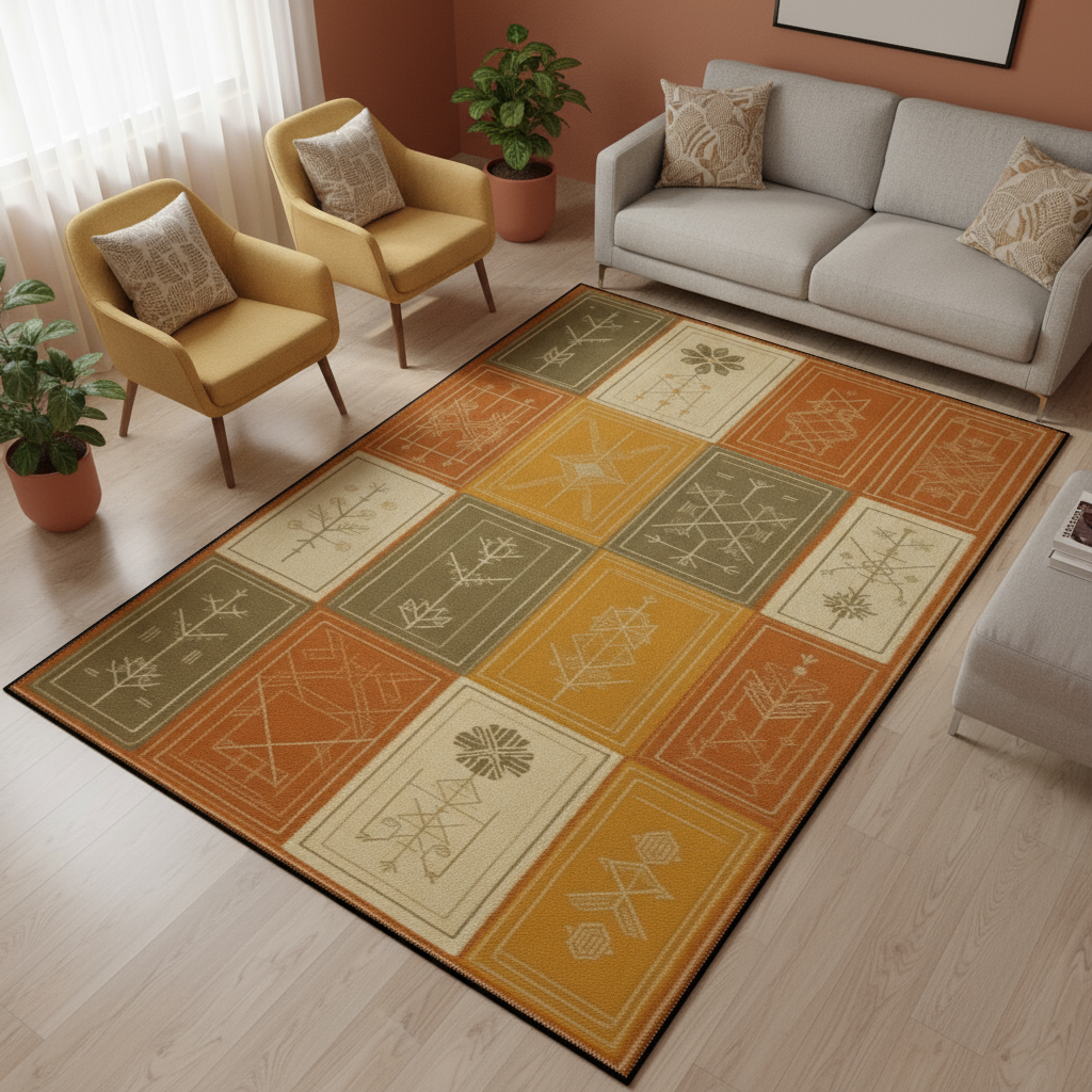 Arte HD004 Figürlü Modern Desenli Renkli Dekoratif Dokuma Halı