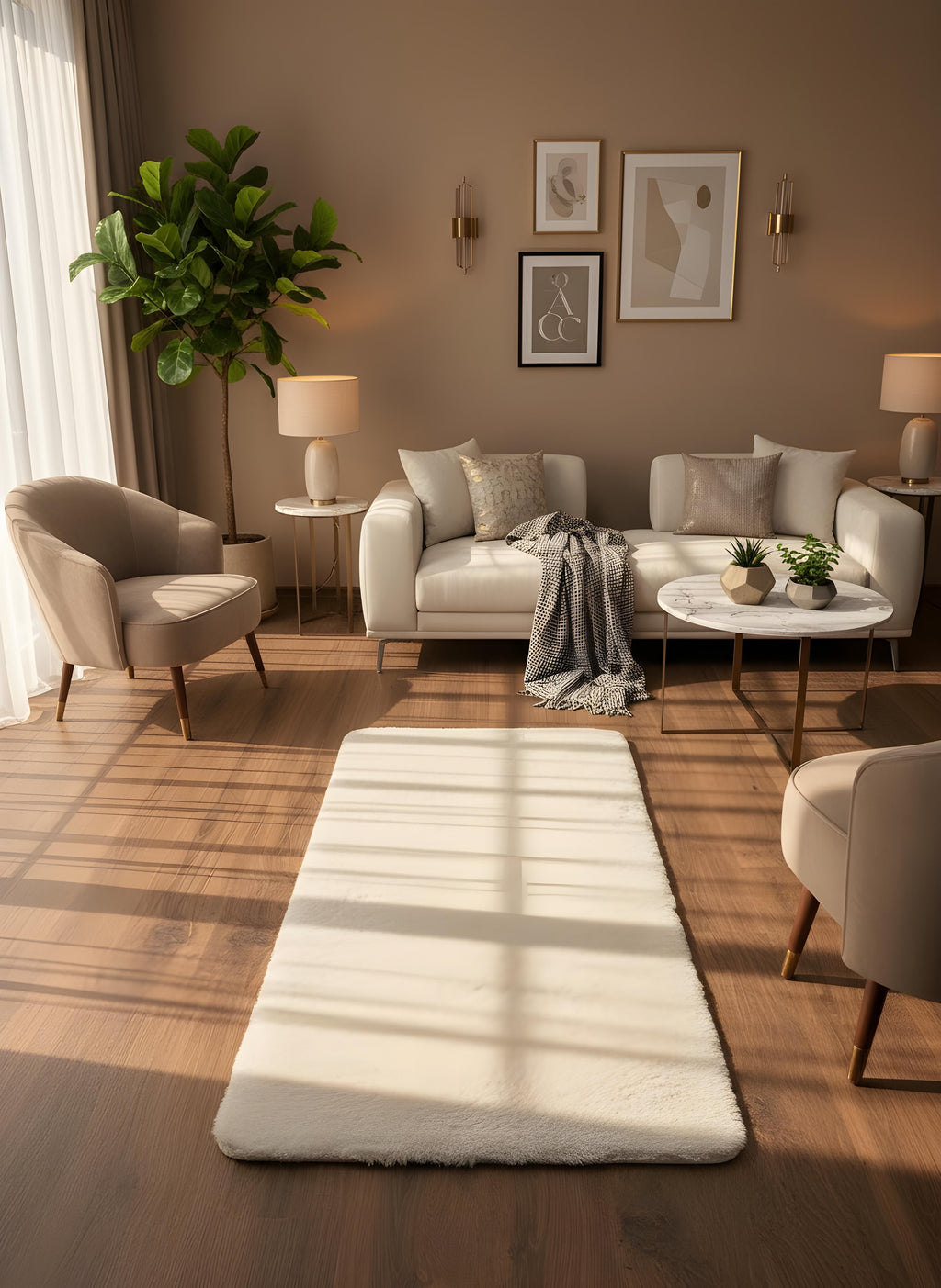 TAVŞAN KREM -  Kaymaz Taban Tavşan Shaggy Yatak Odası Oturma Odası Çocuk Odası Halısı