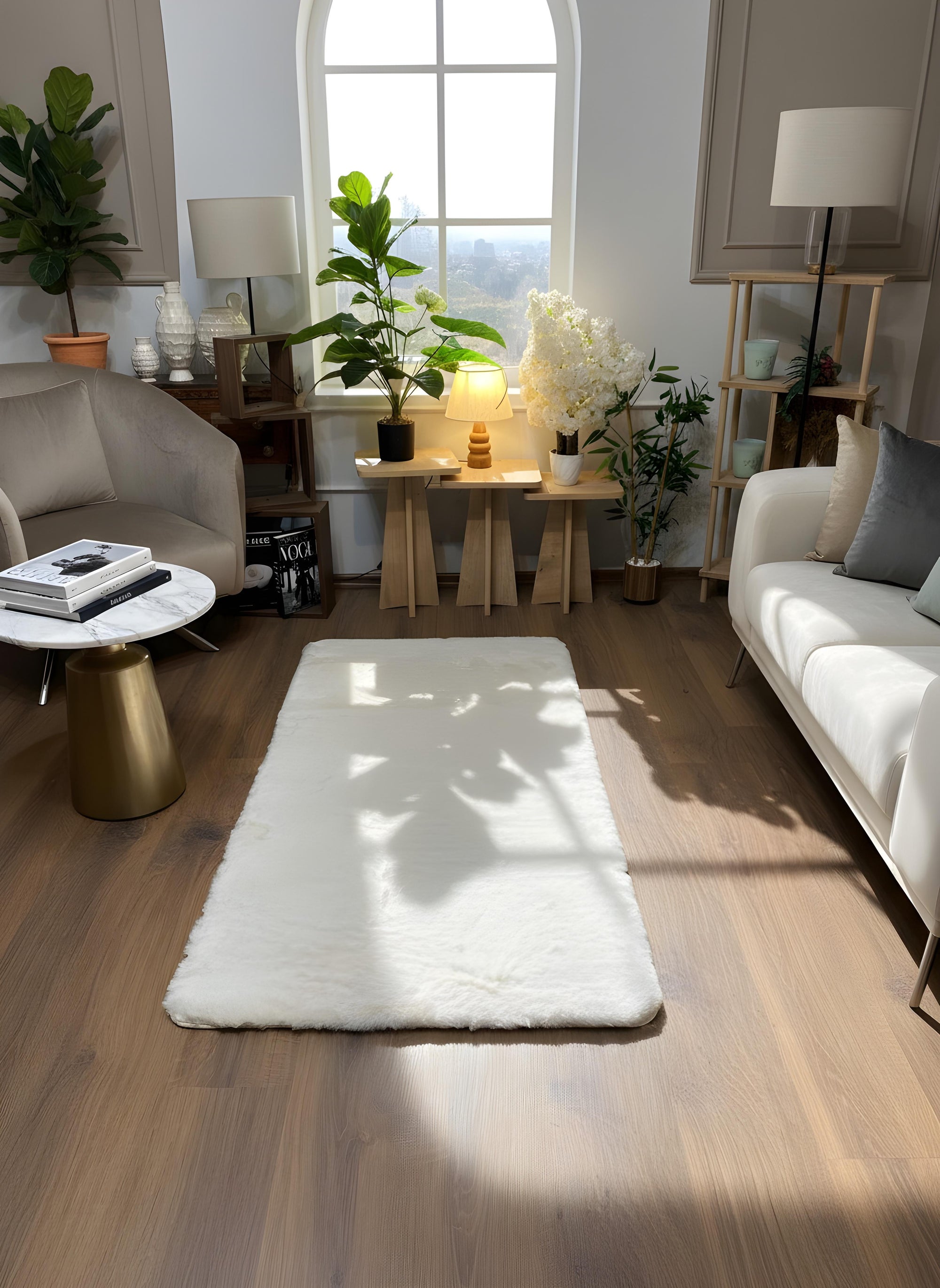 TAVŞAN KREM -  Kaymaz Taban Tavşan Shaggy Yatak Odası Oturma Odası Çocuk Odası Halısı