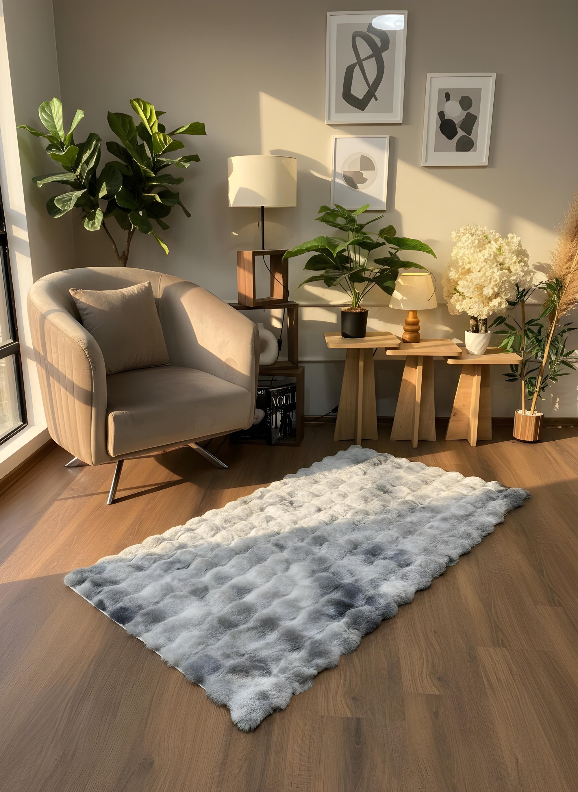 TAVŞAN NEO GRİ -  Kaymaz Taban Tavşan Shaggy Yatak Odası Oturma Odası Çocuk Odası Halısı