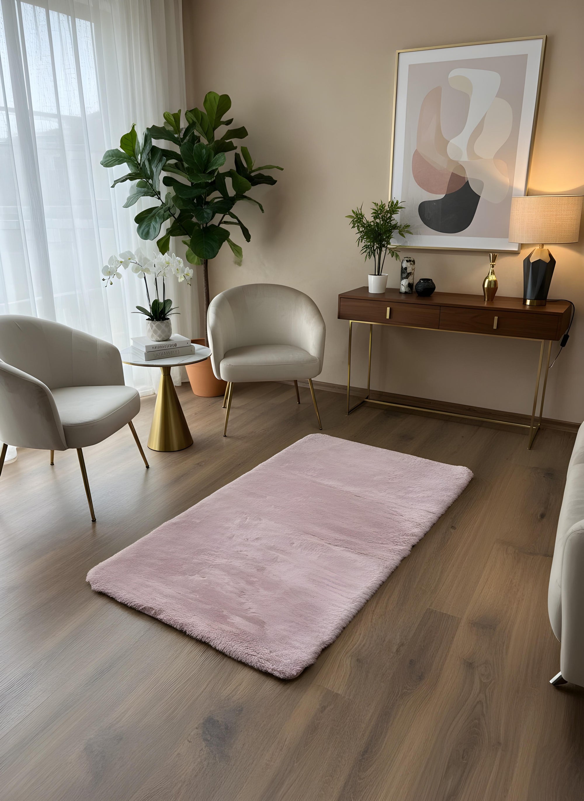 TAVŞAN PUDRA -  Kaymaz Taban Tavşan Shaggy Yatak Odası Oturma Odası Çocuk Odası Halısı