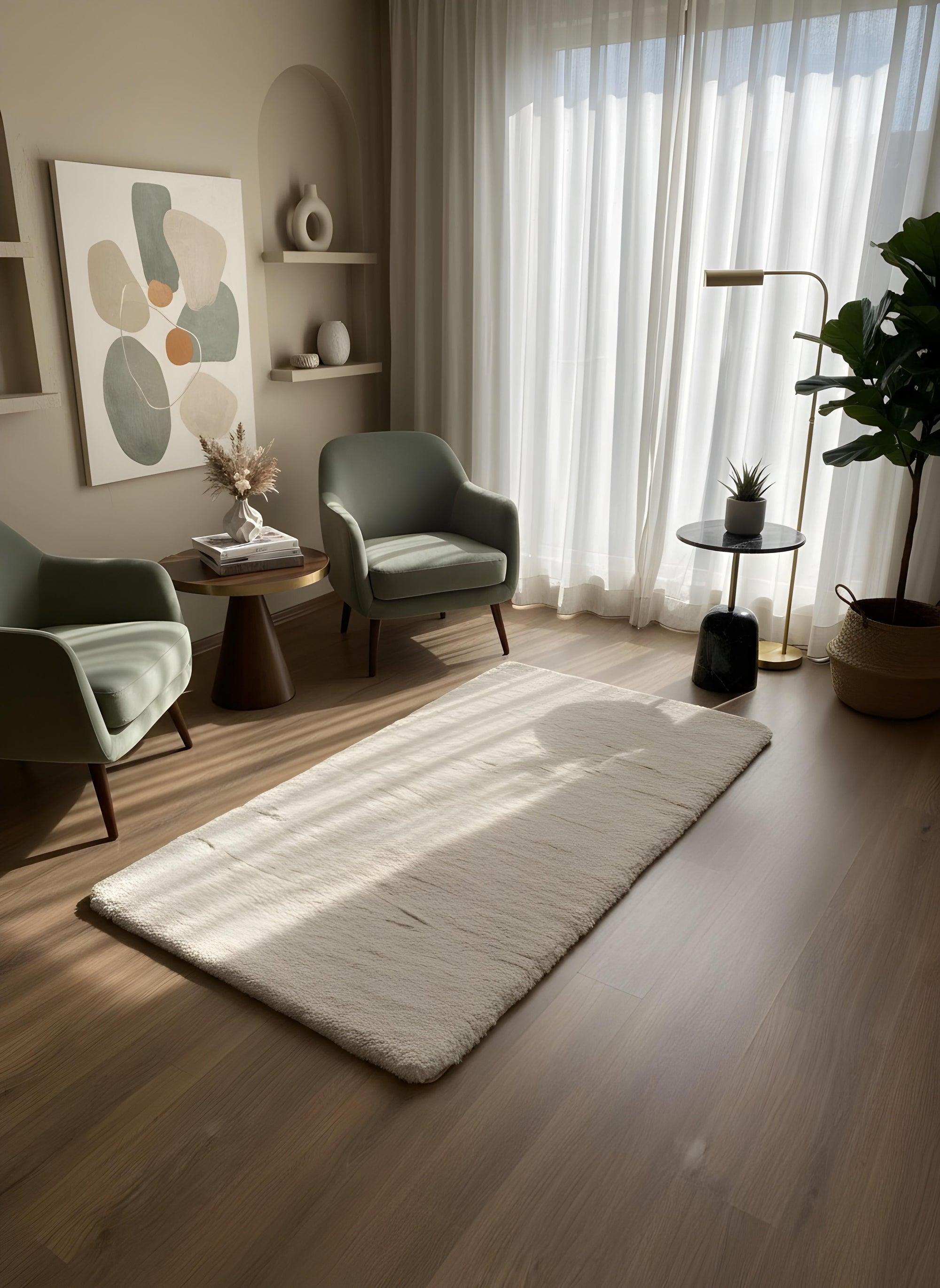 TAVŞAN BEJ -  Kaymaz Taban Tavşan Shaggy Yatak Odası Oturma Odası Çocuk Odası Halısı