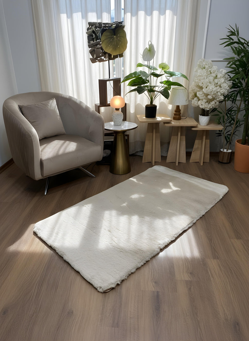 TAVŞAN BEJ -  Kaymaz Taban Tavşan Shaggy Yatak Odası Oturma Odası Çocuk Odası Halısı