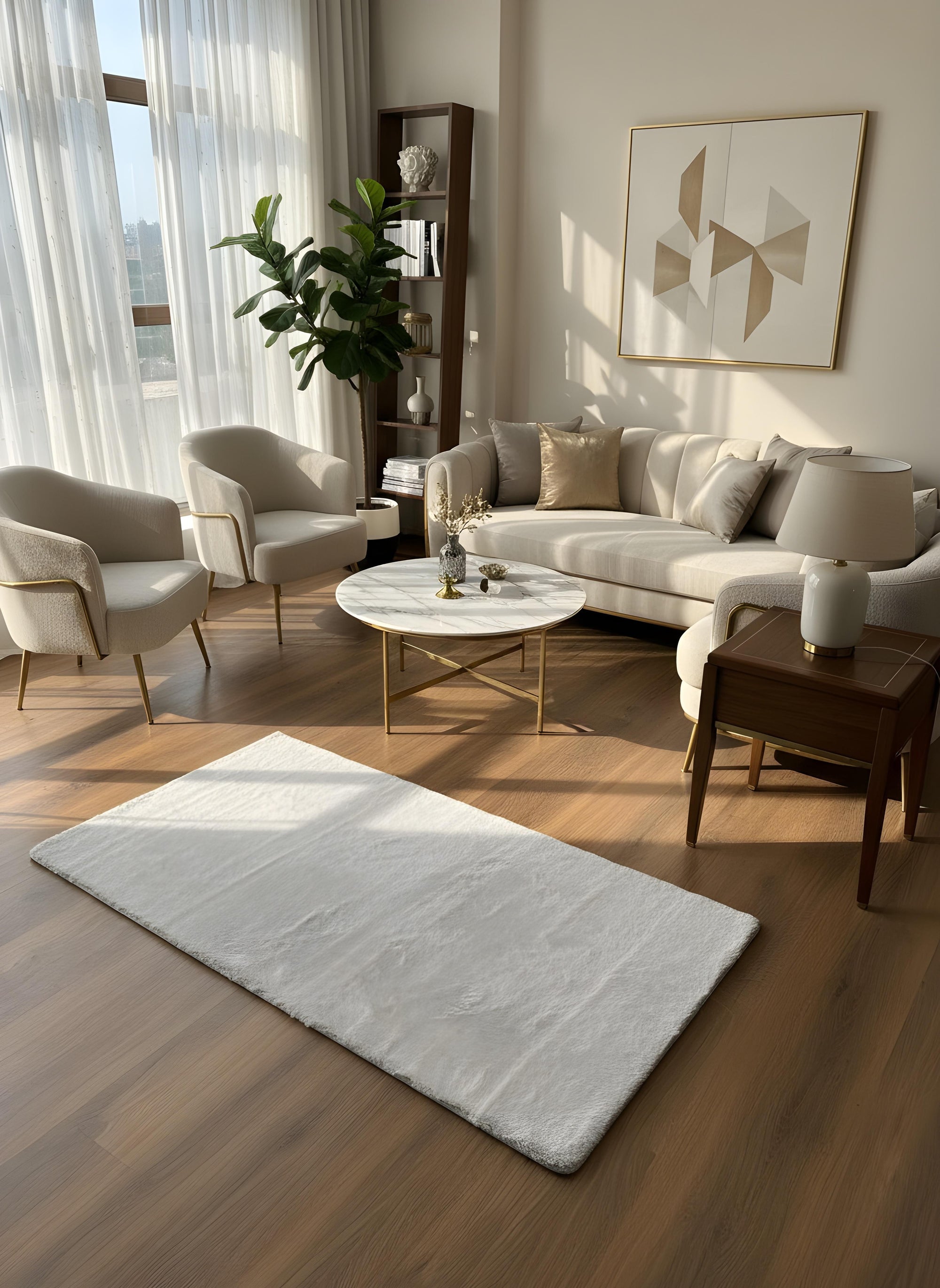 TAVŞAN GRİ -  Kaymaz Taban Tavşan Shaggy Yatak Odası Oturma Odası Çocuk Odası Halısı