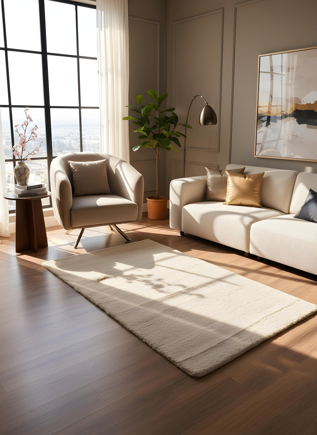 TAVŞAN BEJ -  Kaymaz Taban Tavşan Shaggy Yatak Odası Oturma Odası Çocuk Odası Halısı