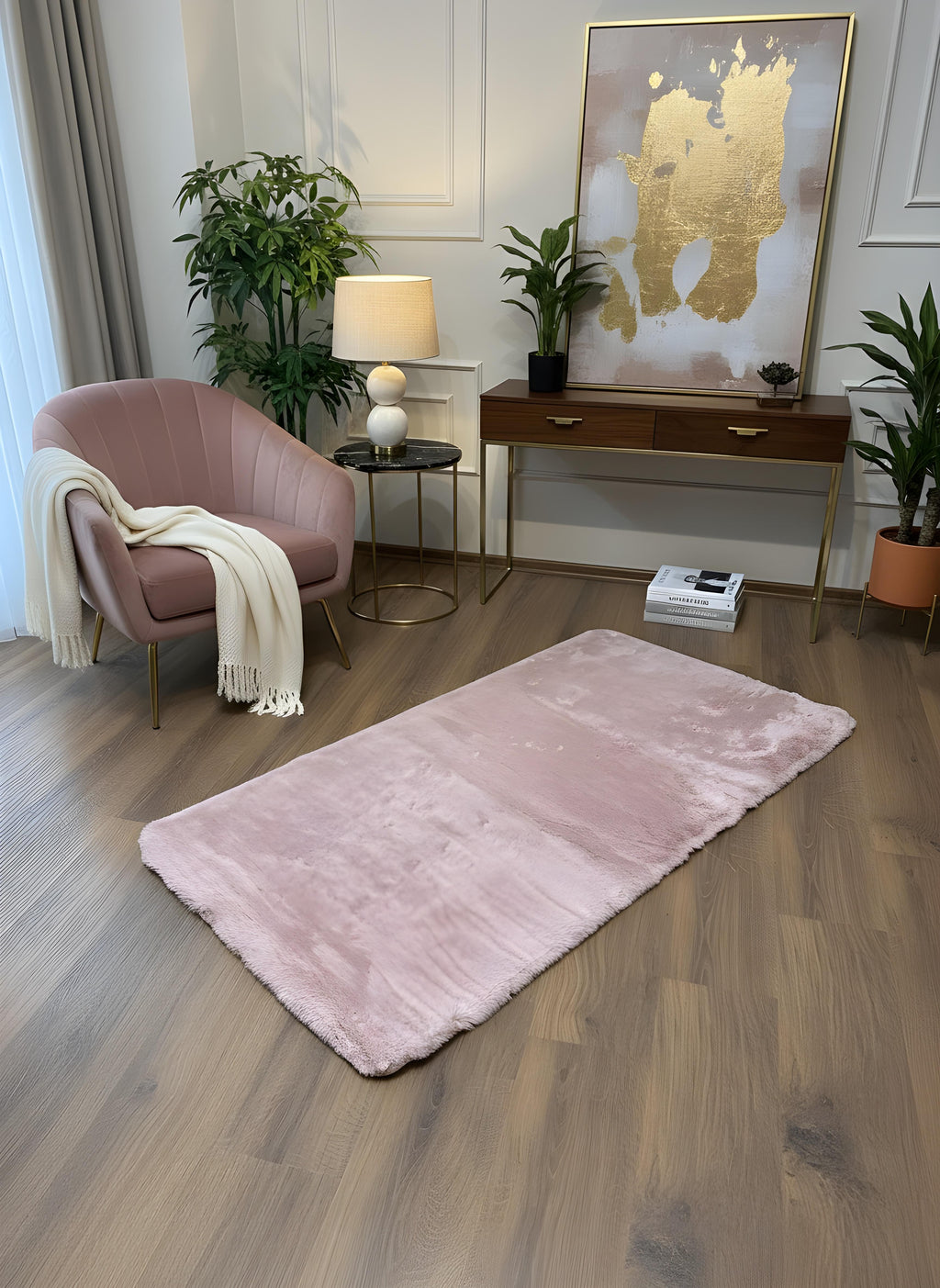 TAVŞAN PUDRA -  Kaymaz Taban Tavşan Shaggy Yatak Odası Oturma Odası Çocuk Odası Halısı